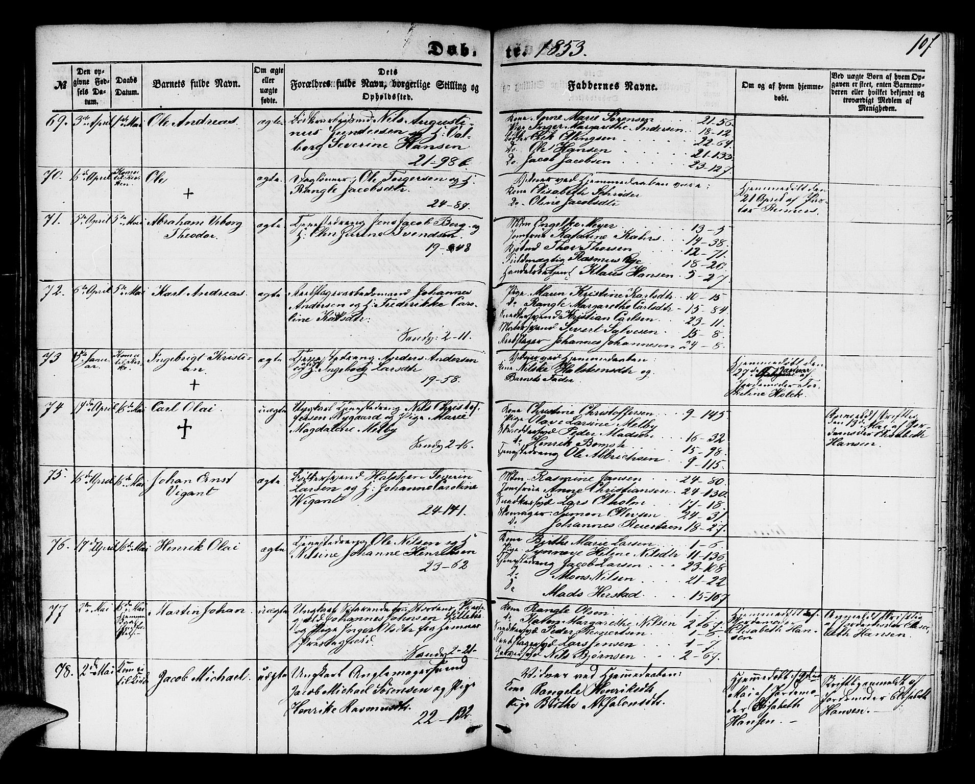 Korskirken sokneprestembete, AV/SAB-A-76101/H/Hab: Parish register (copy) no. B 2, 1847-1853, p. 107