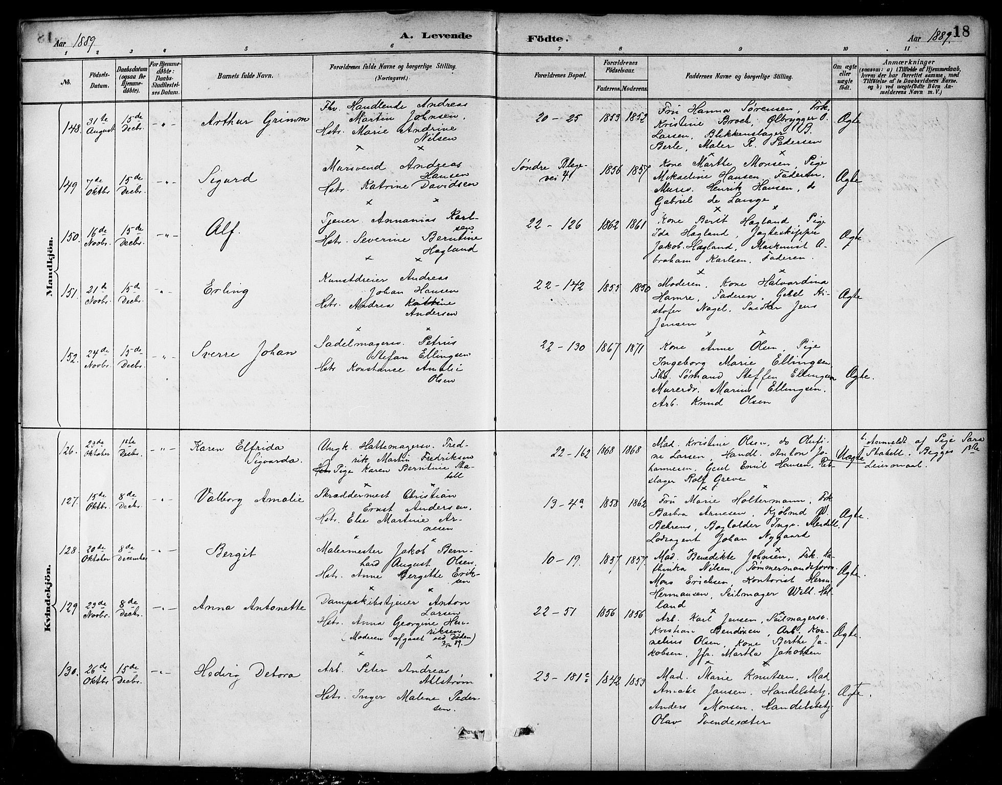 Korskirken sokneprestembete, AV/SAB-A-76101/H/Haa/L0022: Parish register (official) no. B 8, 1889-1899, p. 18