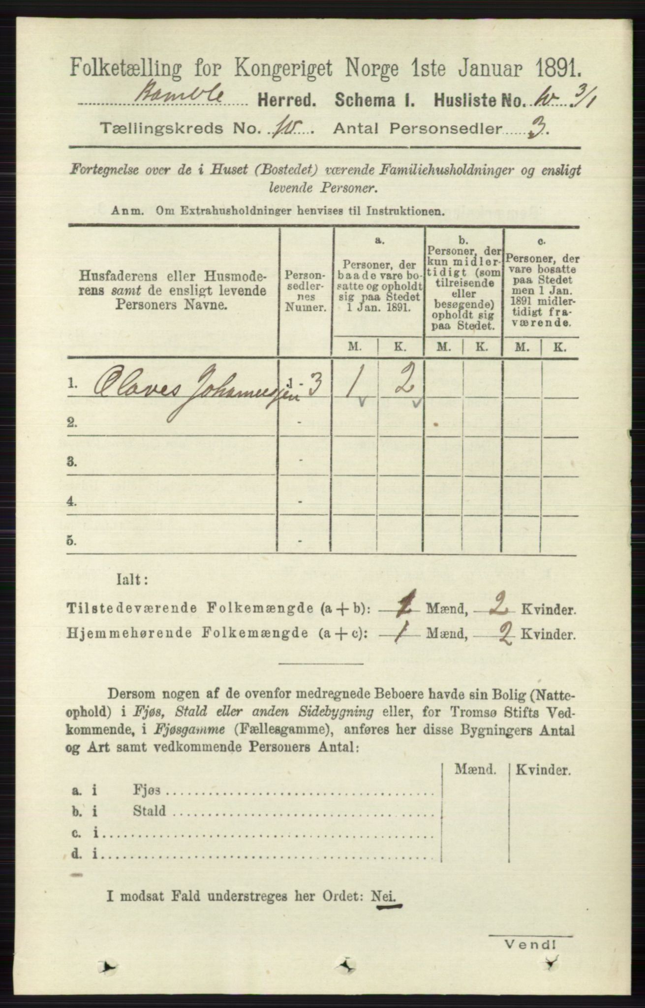 RA, 1891 census for 0814 Bamble, 1891, p. 5712