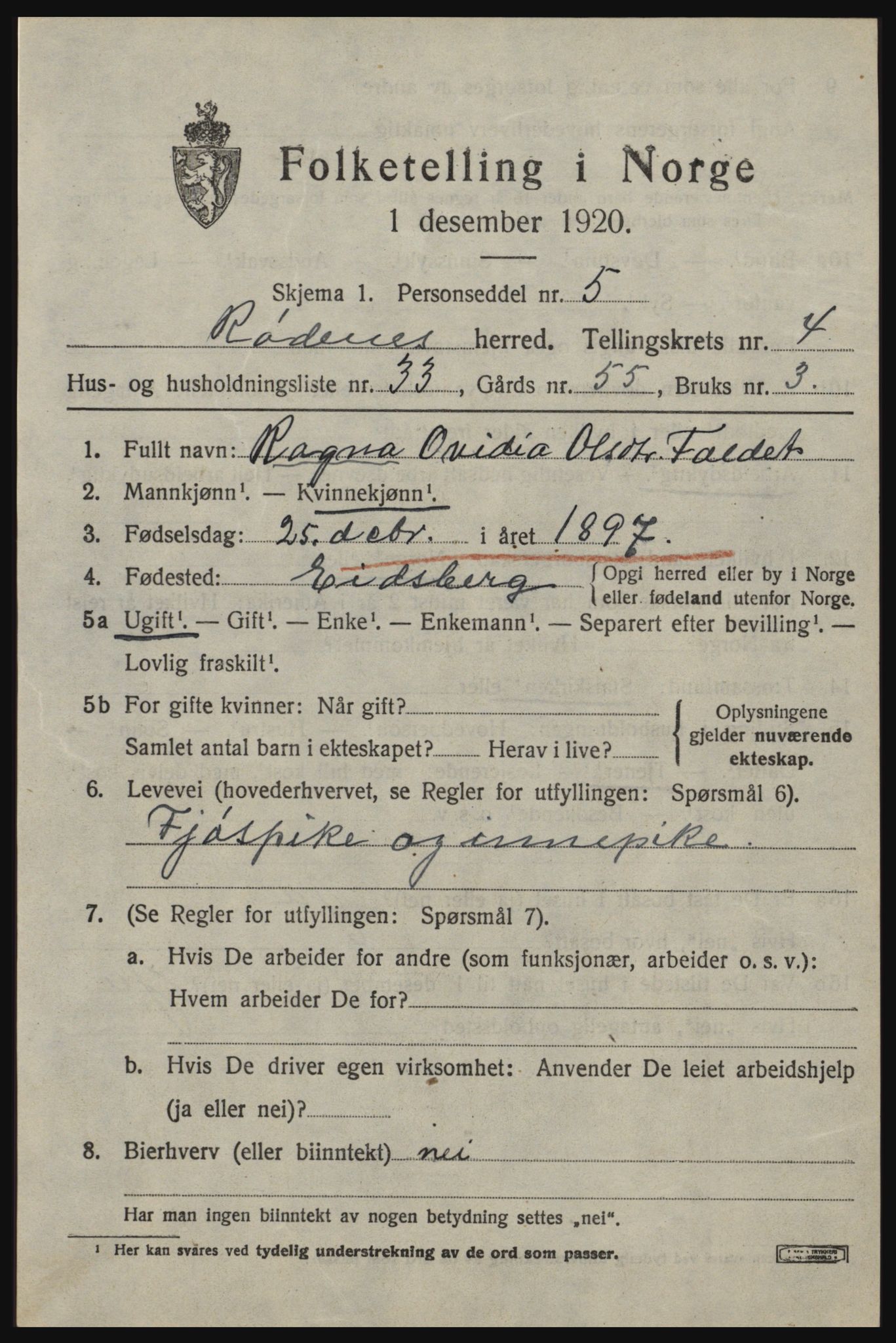 SAO, 1920 census for Rødenes, 1920, p. 2656