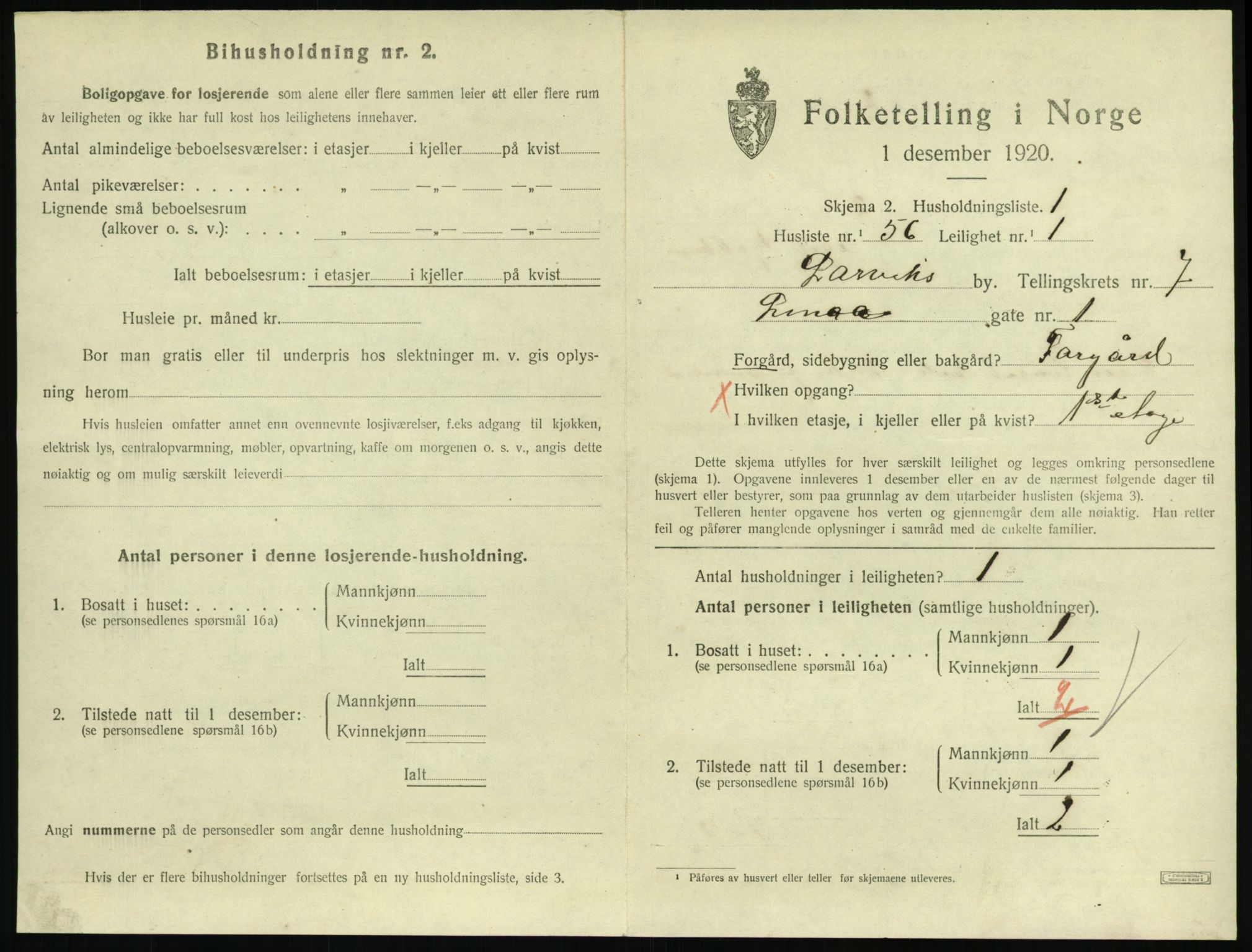 SAKO, 1920 census for Larvik, 1920, p. 6166