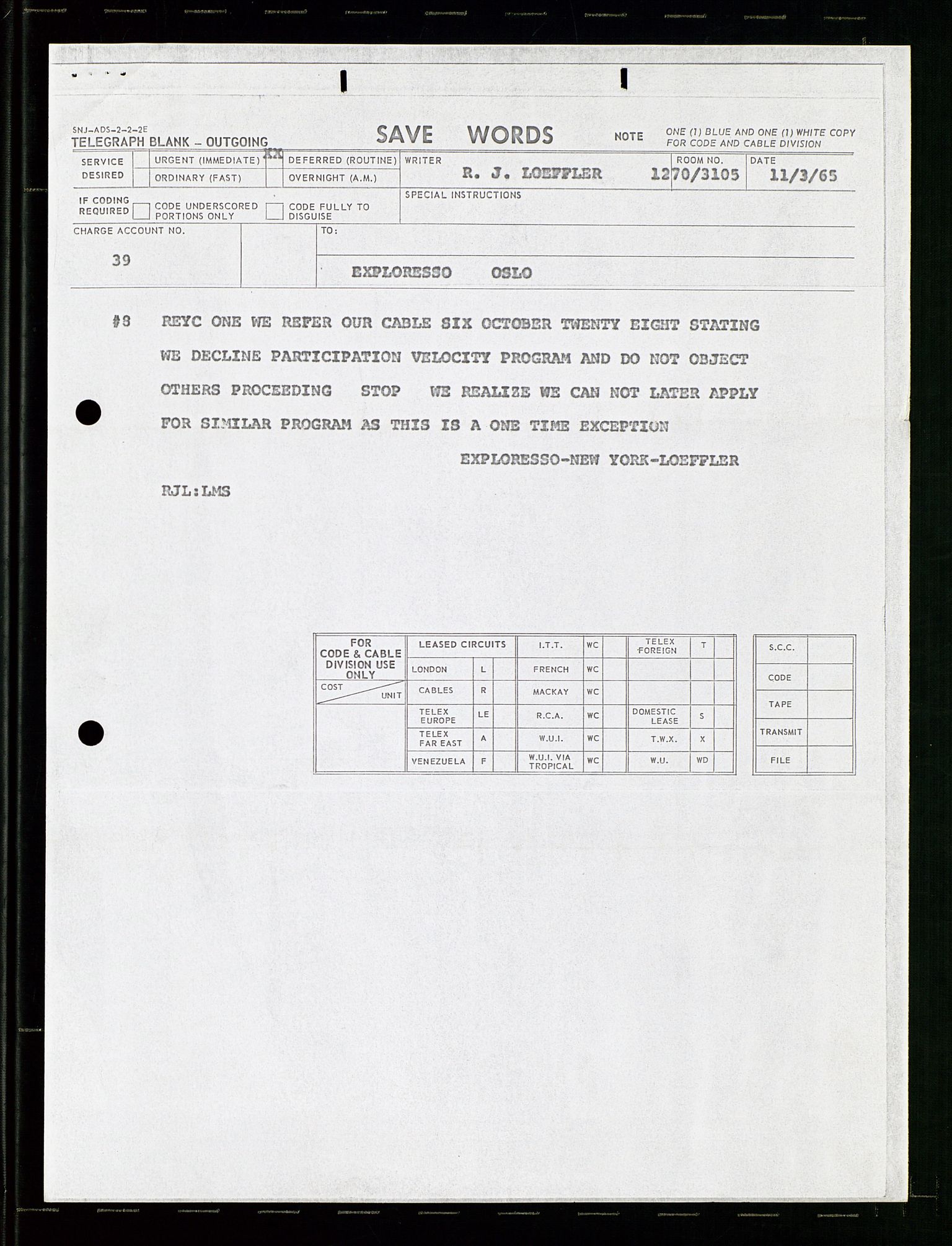 Pa 1512 - Esso Exploration and Production Norway Inc., AV/SAST-A-101917/E/Ea/L0021: Sak og korrespondanse, 1965-1974, p. 28