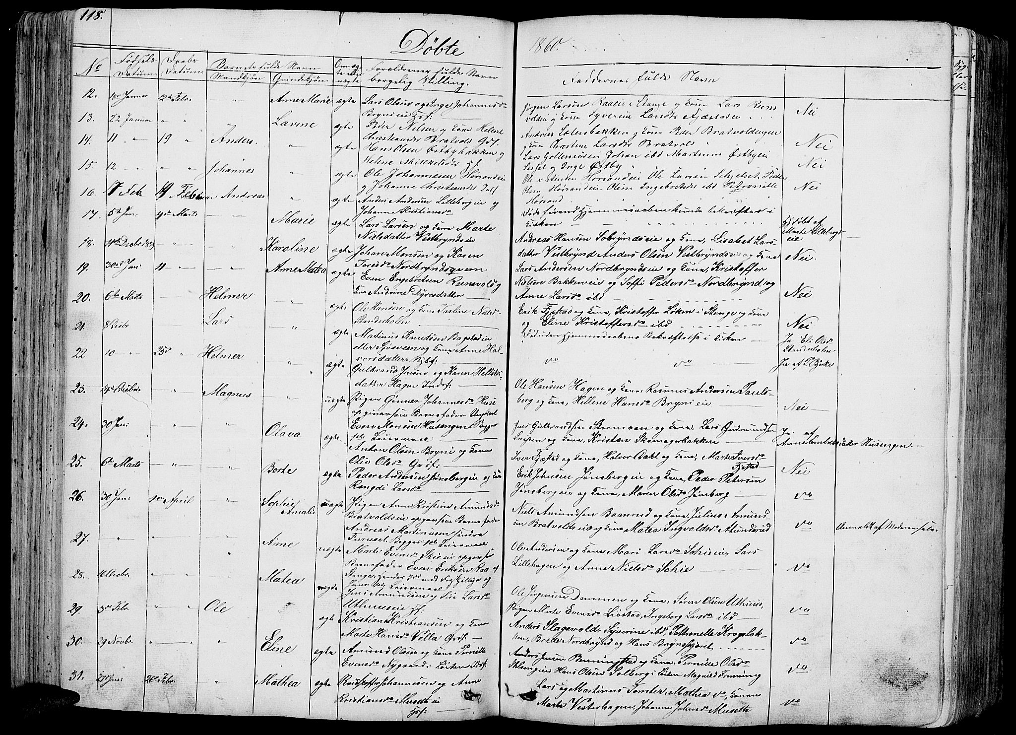 Romedal prestekontor, SAH/PREST-004/L/L0009: Parish register (copy) no. 9, 1846-1866, p. 118