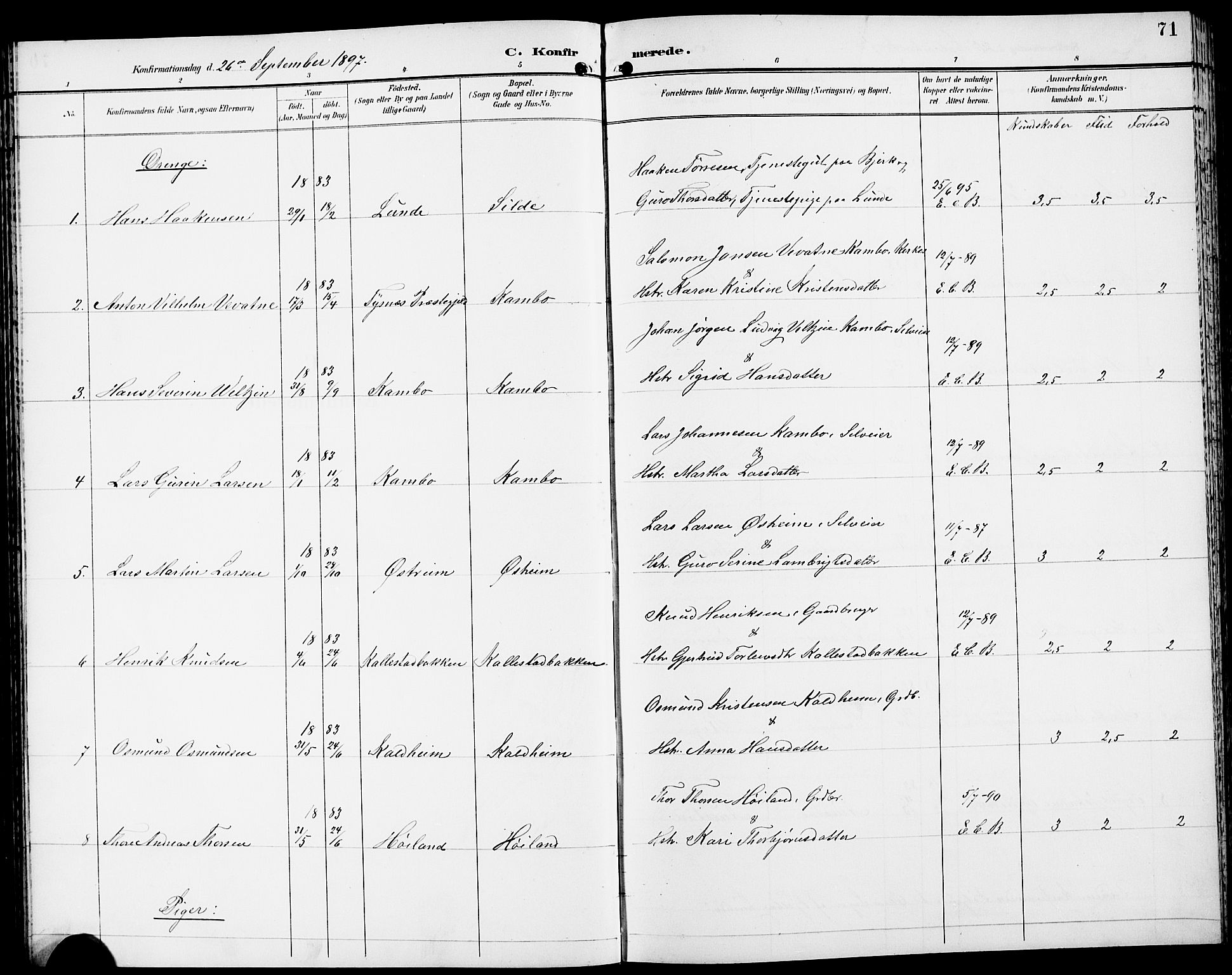 Etne sokneprestembete, SAB/A-75001/H/Hab: Parish register (copy) no. A 6, 1897-1924, p. 71