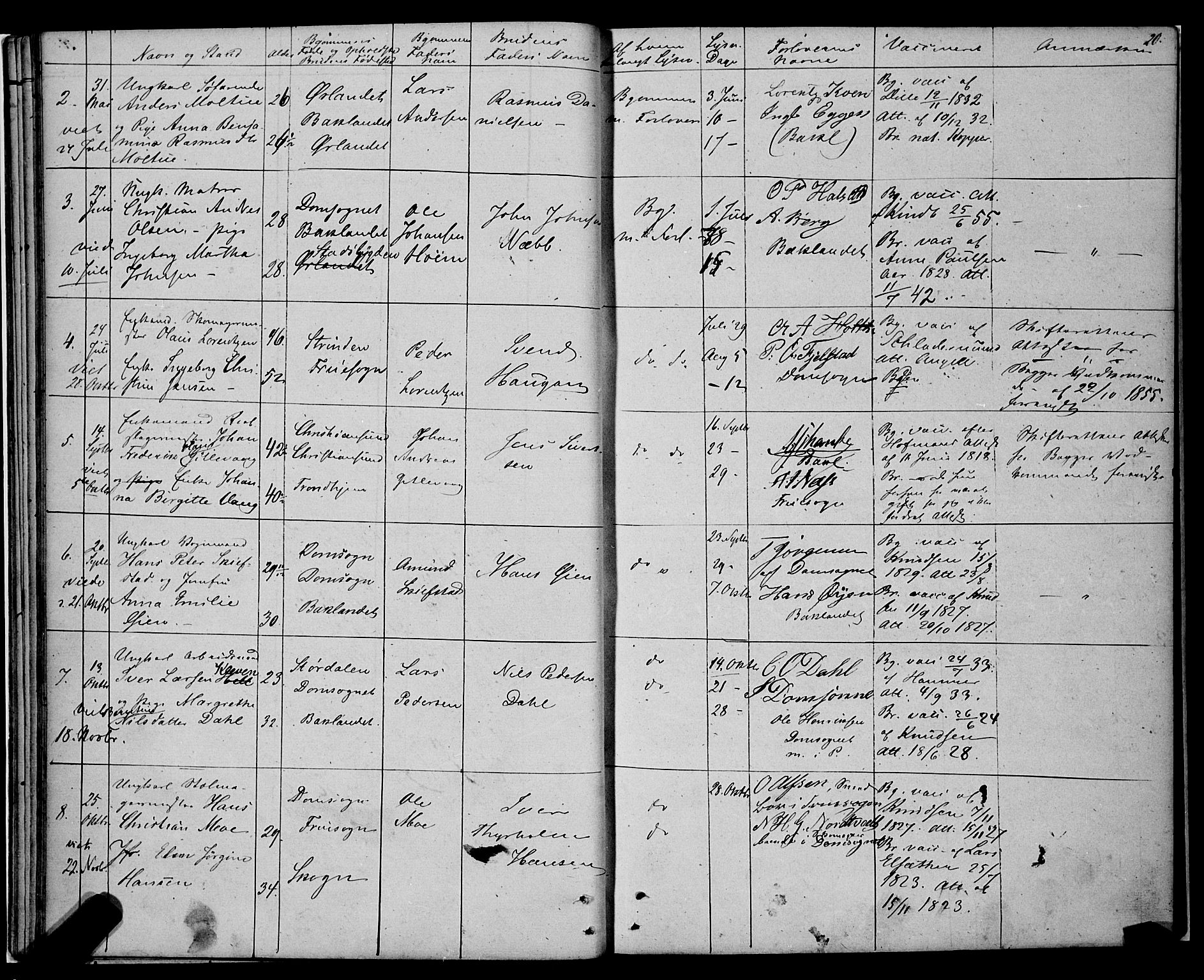 Ministerialprotokoller, klokkerbøker og fødselsregistre - Sør-Trøndelag, SAT/A-1456/604/L0187: Parish register (official) no. 604A08, 1847-1878, p. 20