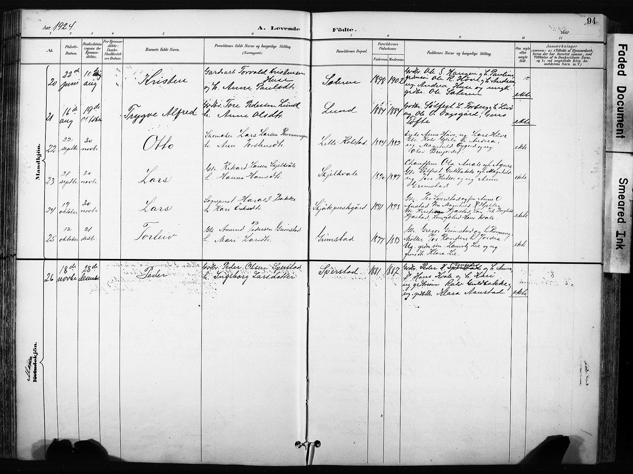 Skjåk prestekontor, AV/SAH-PREST-072/H/Ha/Hab/L0003: Parish register (copy) no. 3, 1893-1932, p. 94