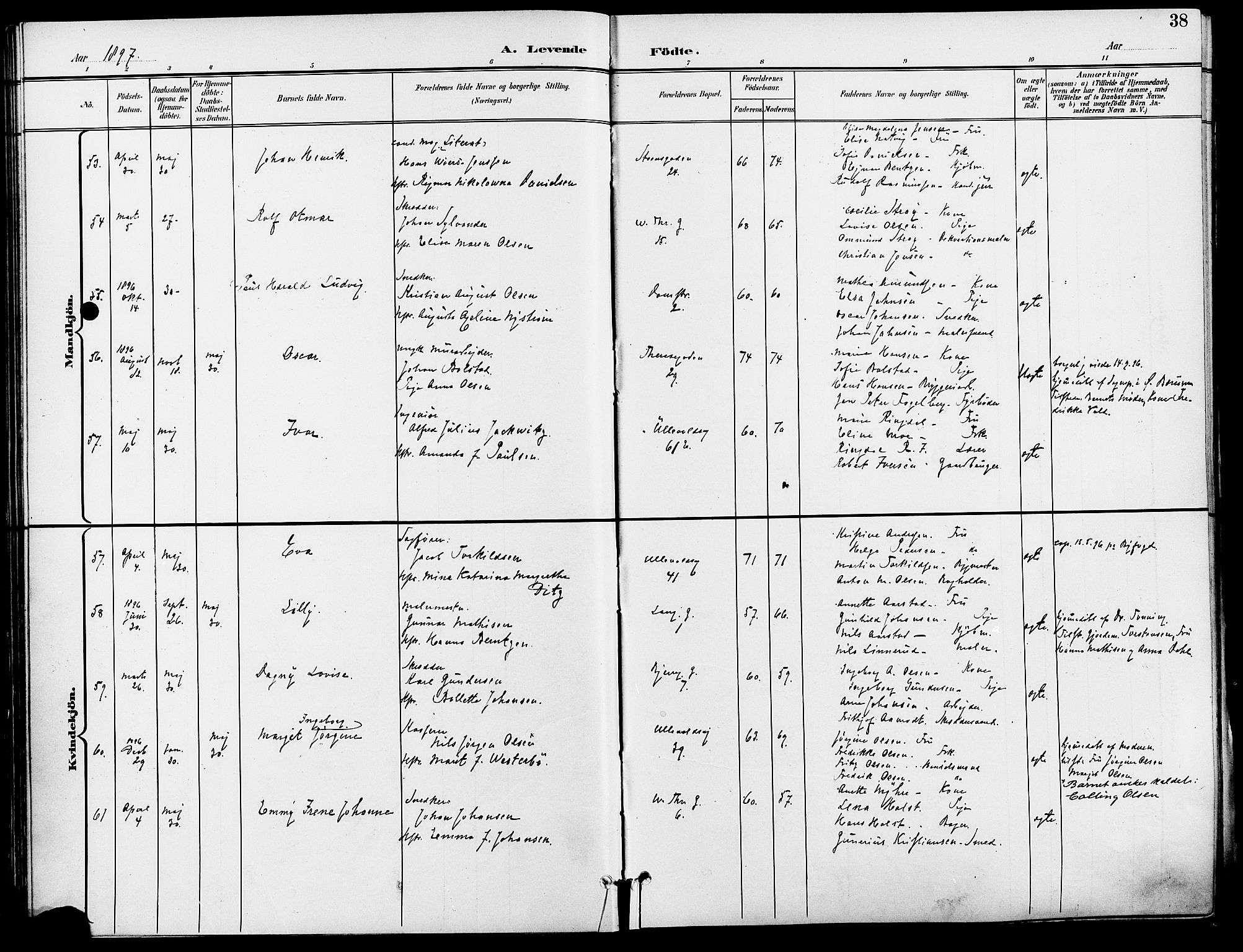 Gamle Aker prestekontor Kirkebøker, AV/SAO-A-10617a/F/L0011: Parish register (official) no. 11, 1896-1901, p. 38