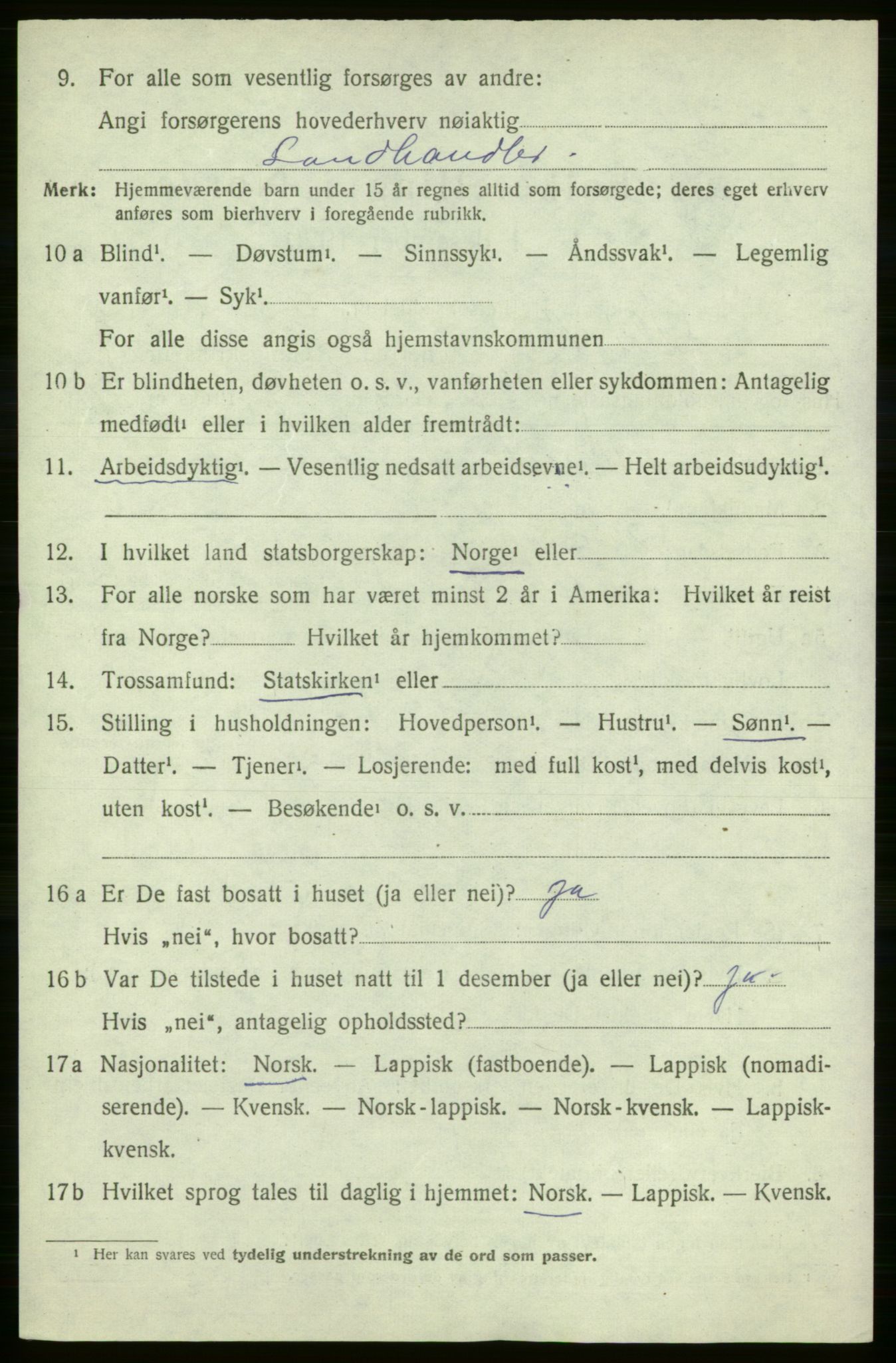 SATØ, 1920 census for Lebesby, 1920, p. 1624