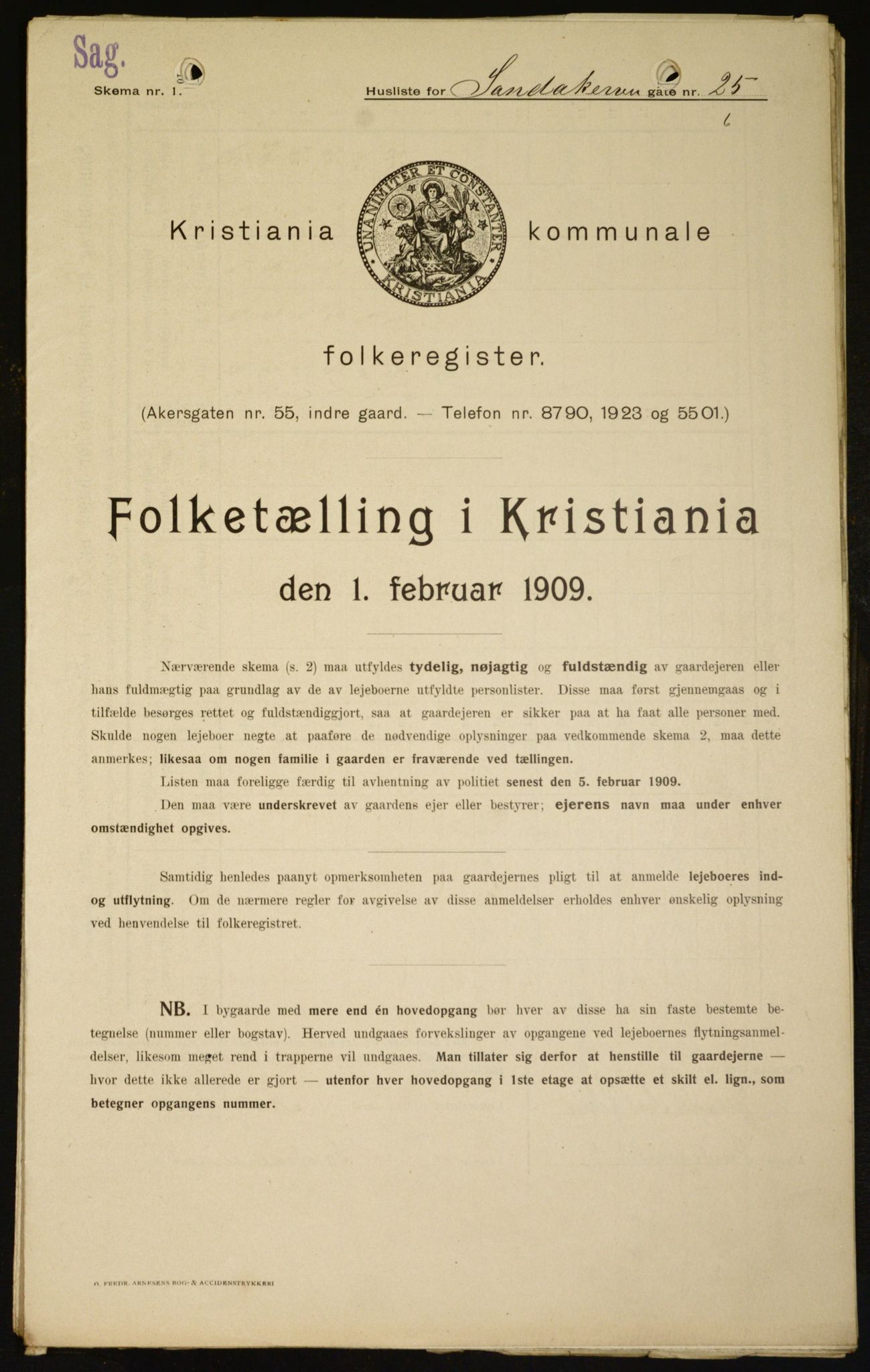 OBA, Municipal Census 1909 for Kristiania, 1909, p. 78972