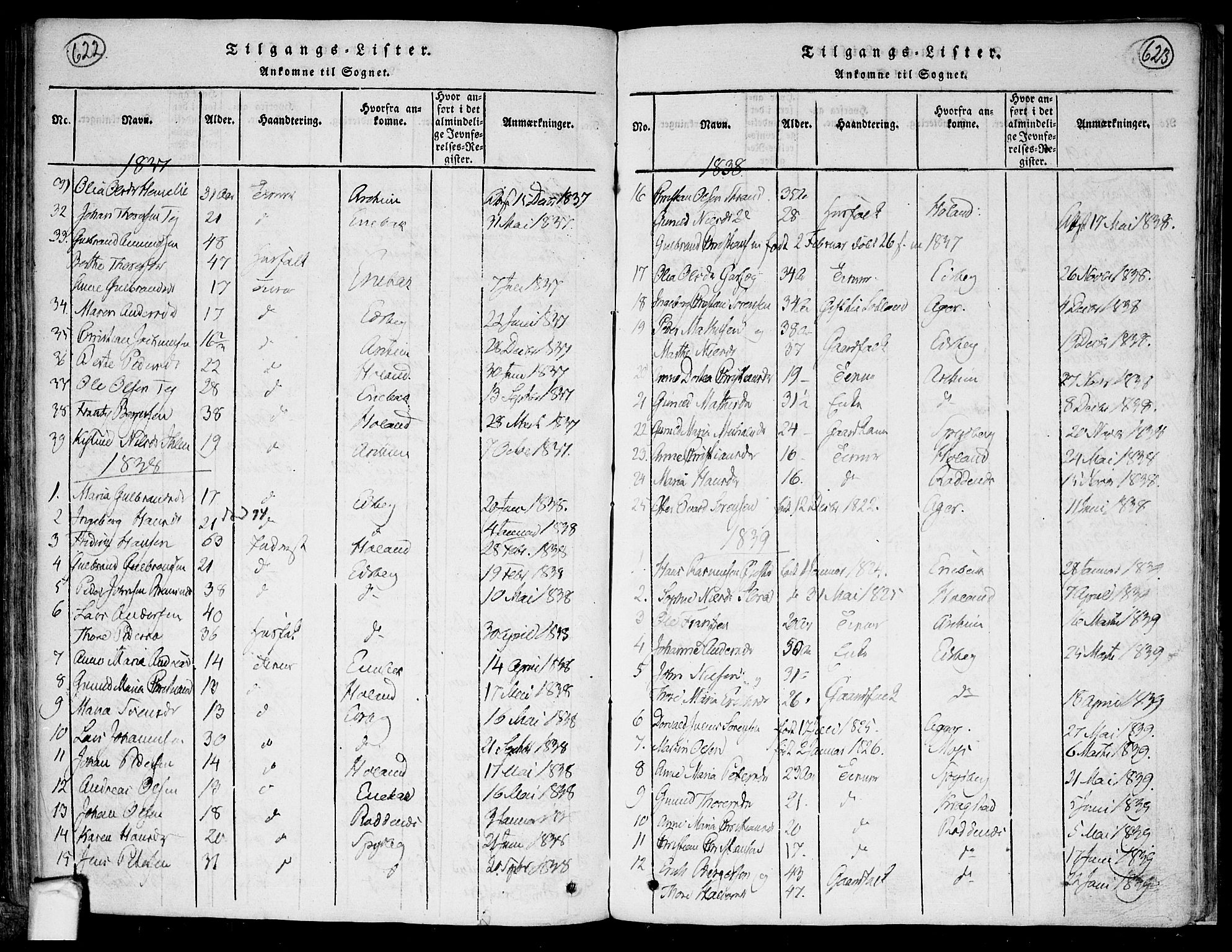 Trøgstad prestekontor Kirkebøker, AV/SAO-A-10925/F/Fa/L0006: Parish register (official) no. I 6, 1815-1844, p. 622-623