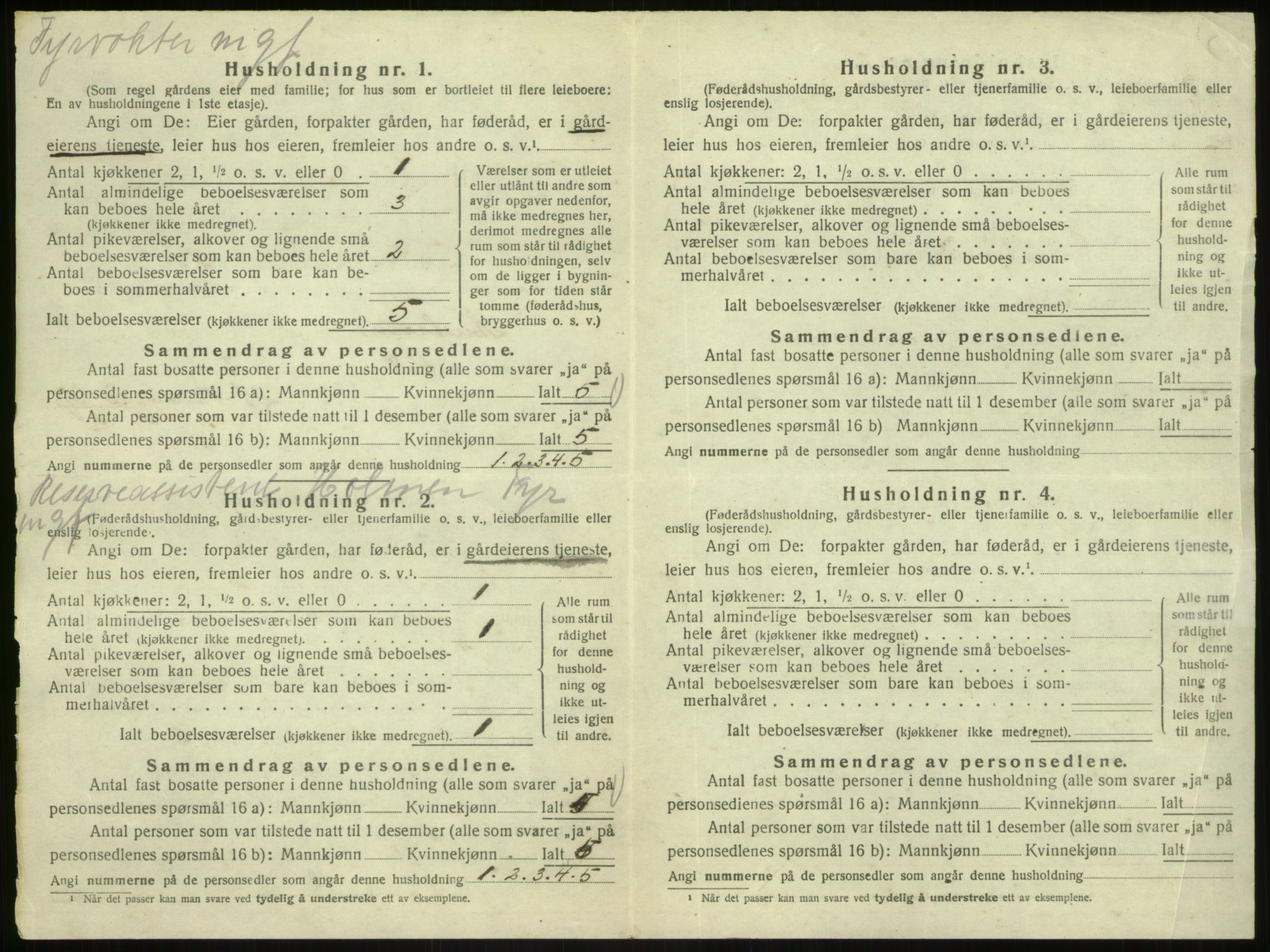 SAB, 1920 census for Austrheim, 1920, p. 852