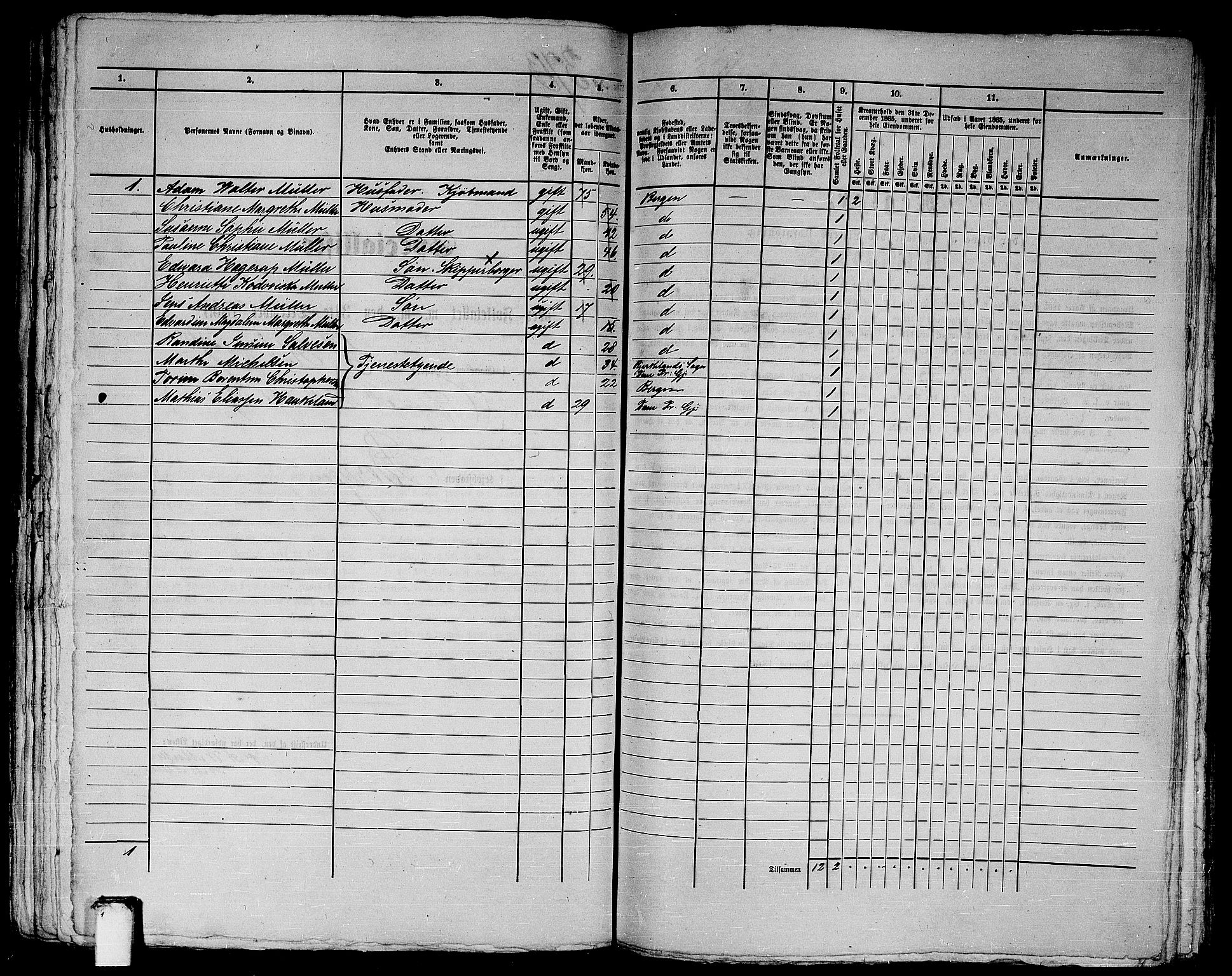 RA, 1865 census for Bergen, 1865, p. 804