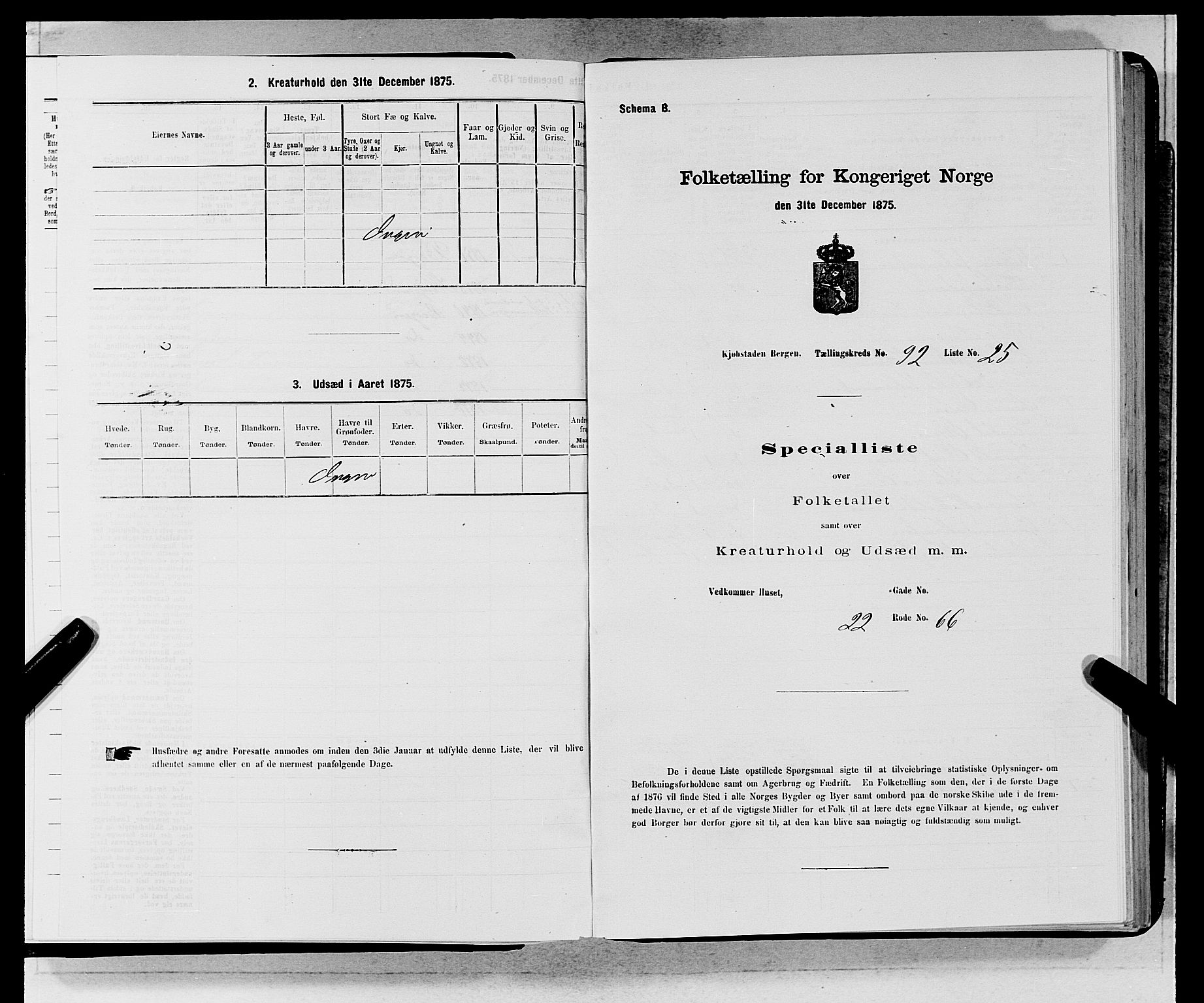 SAB, 1875 census for 1301 Bergen, 1875, p. 4995