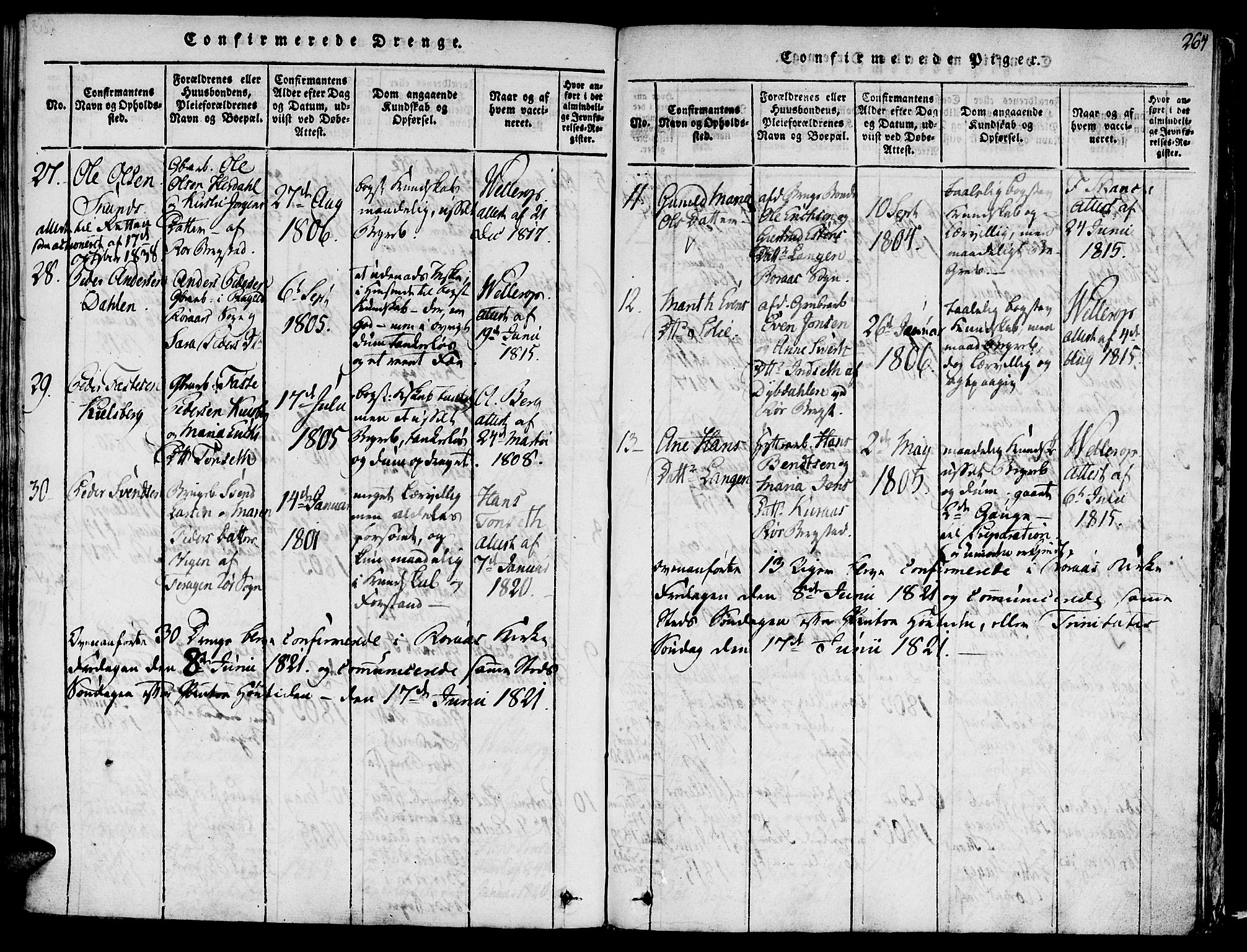 Ministerialprotokoller, klokkerbøker og fødselsregistre - Sør-Trøndelag, SAT/A-1456/681/L0929: Parish register (official) no. 681A07, 1817-1828, p. 264