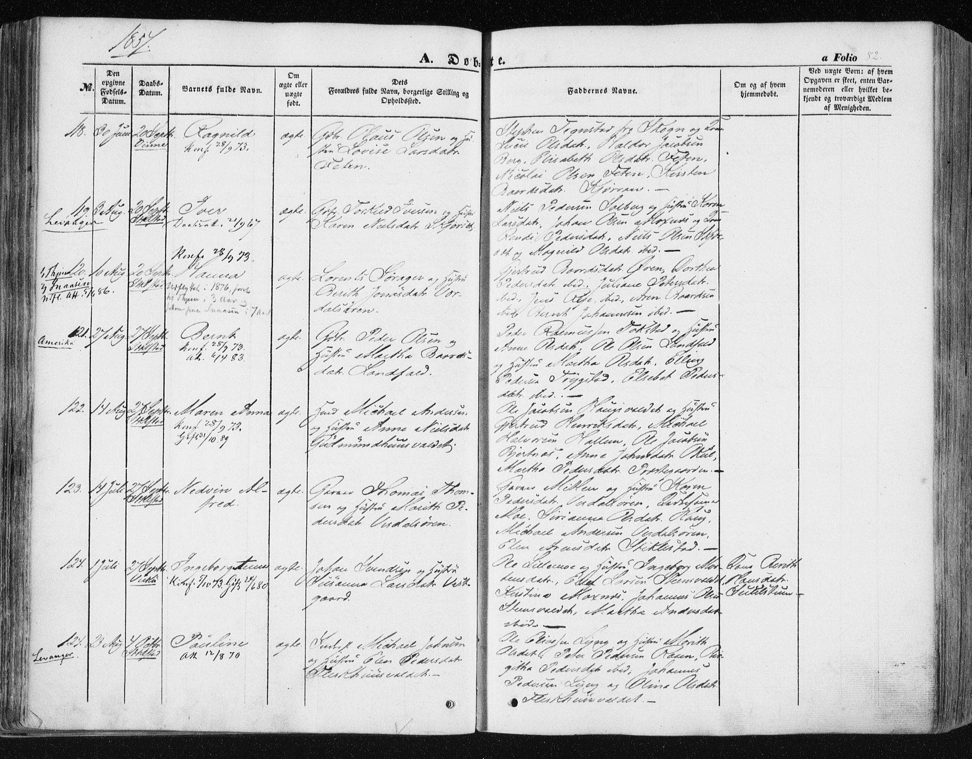 Ministerialprotokoller, klokkerbøker og fødselsregistre - Nord-Trøndelag, AV/SAT-A-1458/723/L0240: Parish register (official) no. 723A09, 1852-1860, p. 82