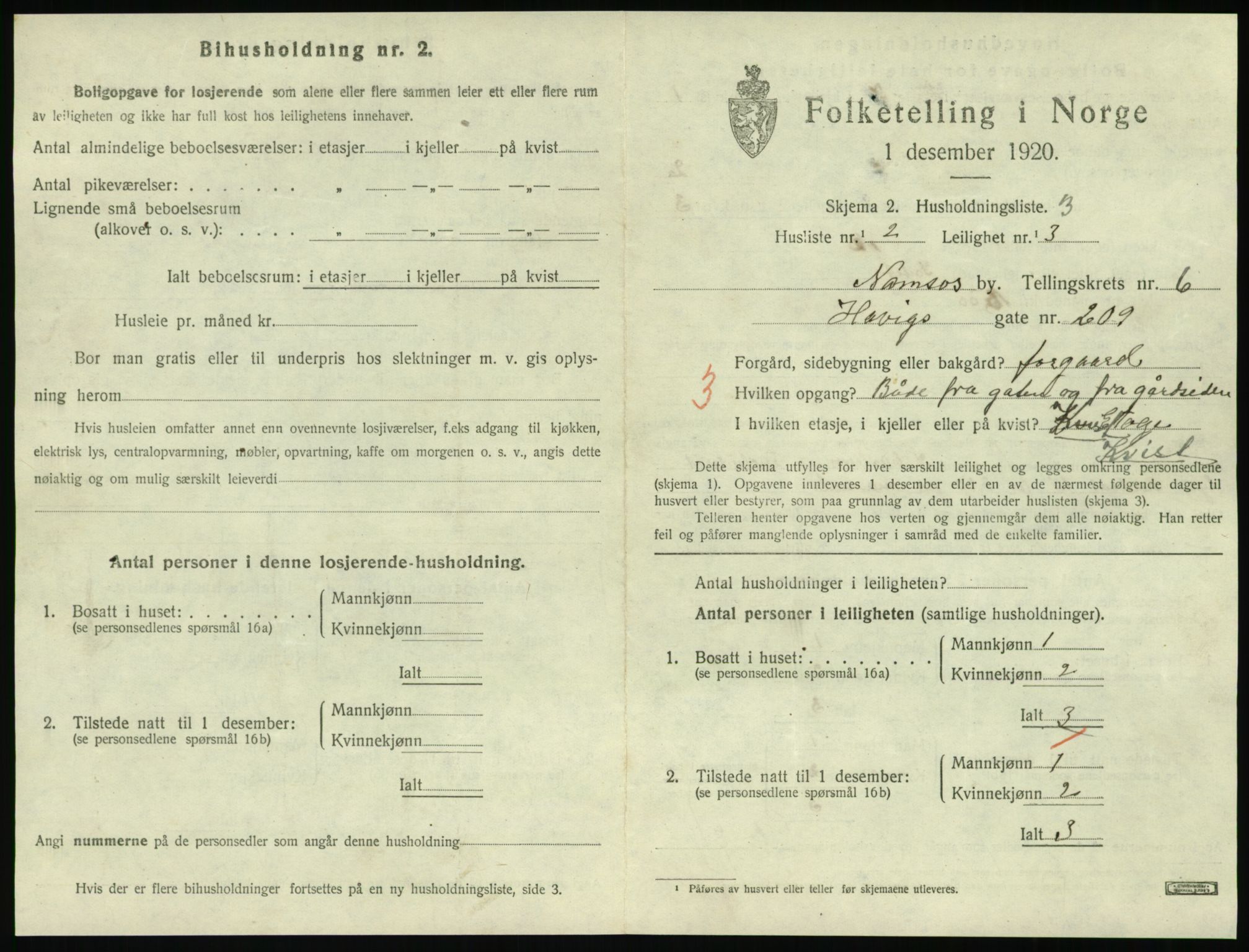 SAT, 1920 census for Namsos, 1920, p. 1771