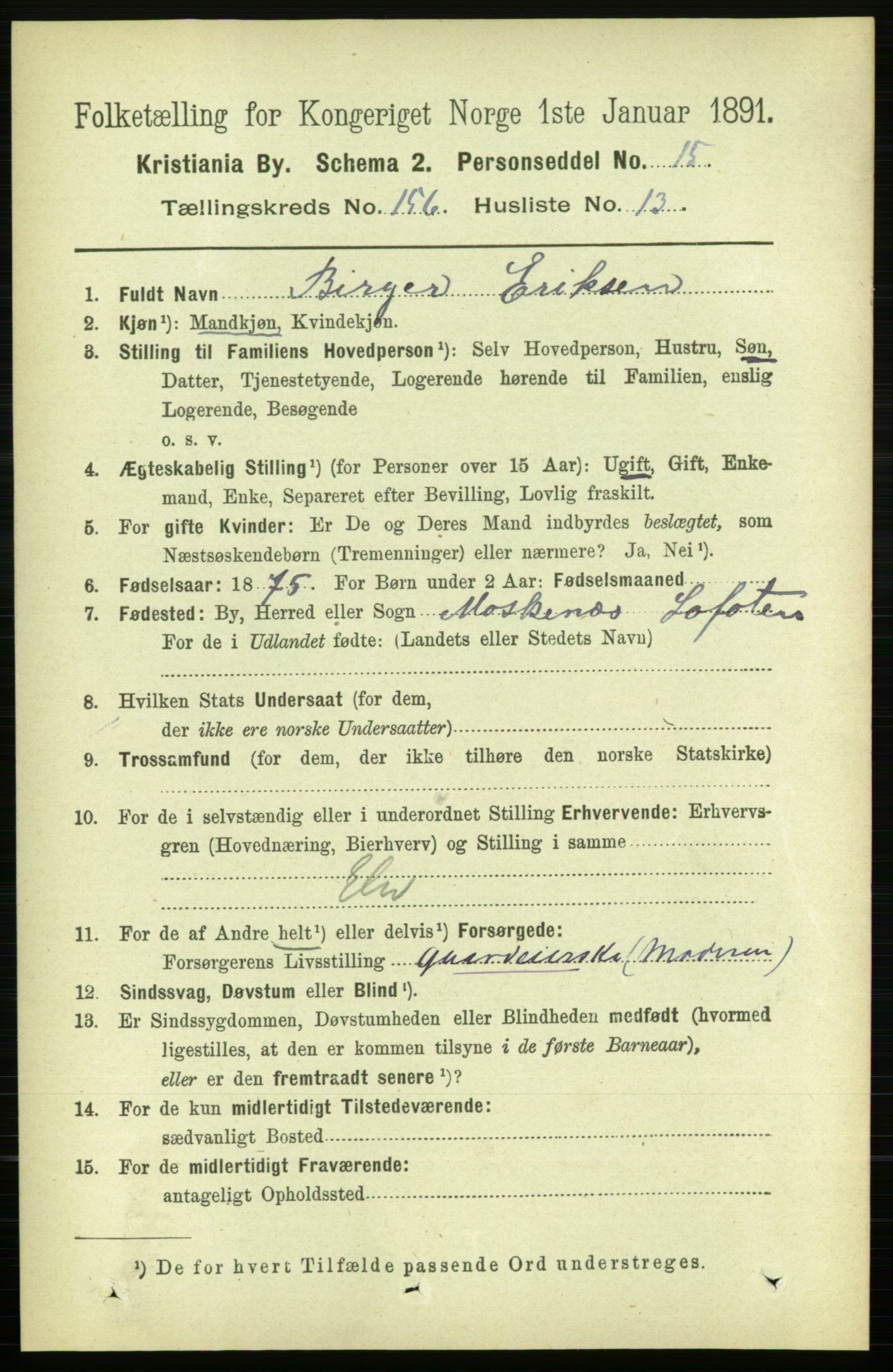 RA, 1891 census for 0301 Kristiania, 1891, p. 88909