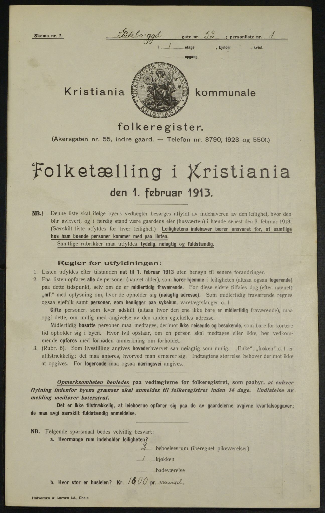 OBA, Municipal Census 1913 for Kristiania, 1913, p. 33338