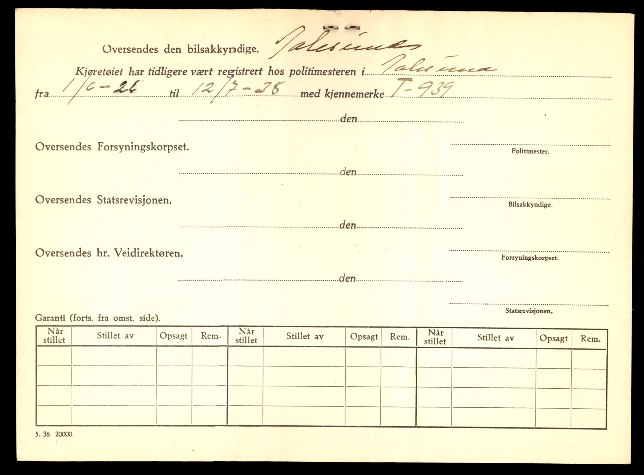 Møre og Romsdal vegkontor - Ålesund trafikkstasjon, SAT/A-4099/F/Fe/L0009: Registreringskort for kjøretøy T 896 - T 1049, 1927-1998, p. 658