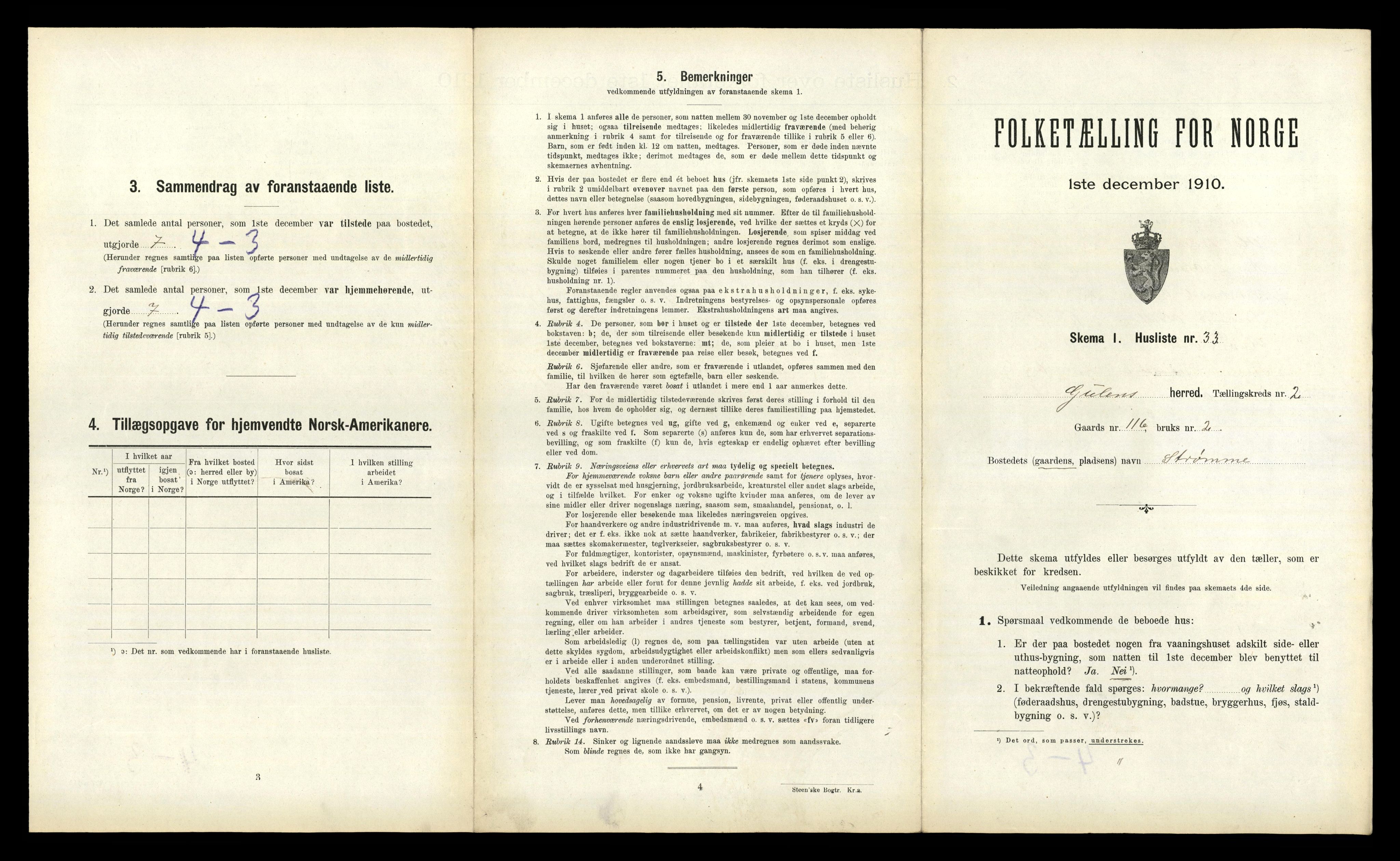 RA, 1910 census for Gulen, 1910, p. 208