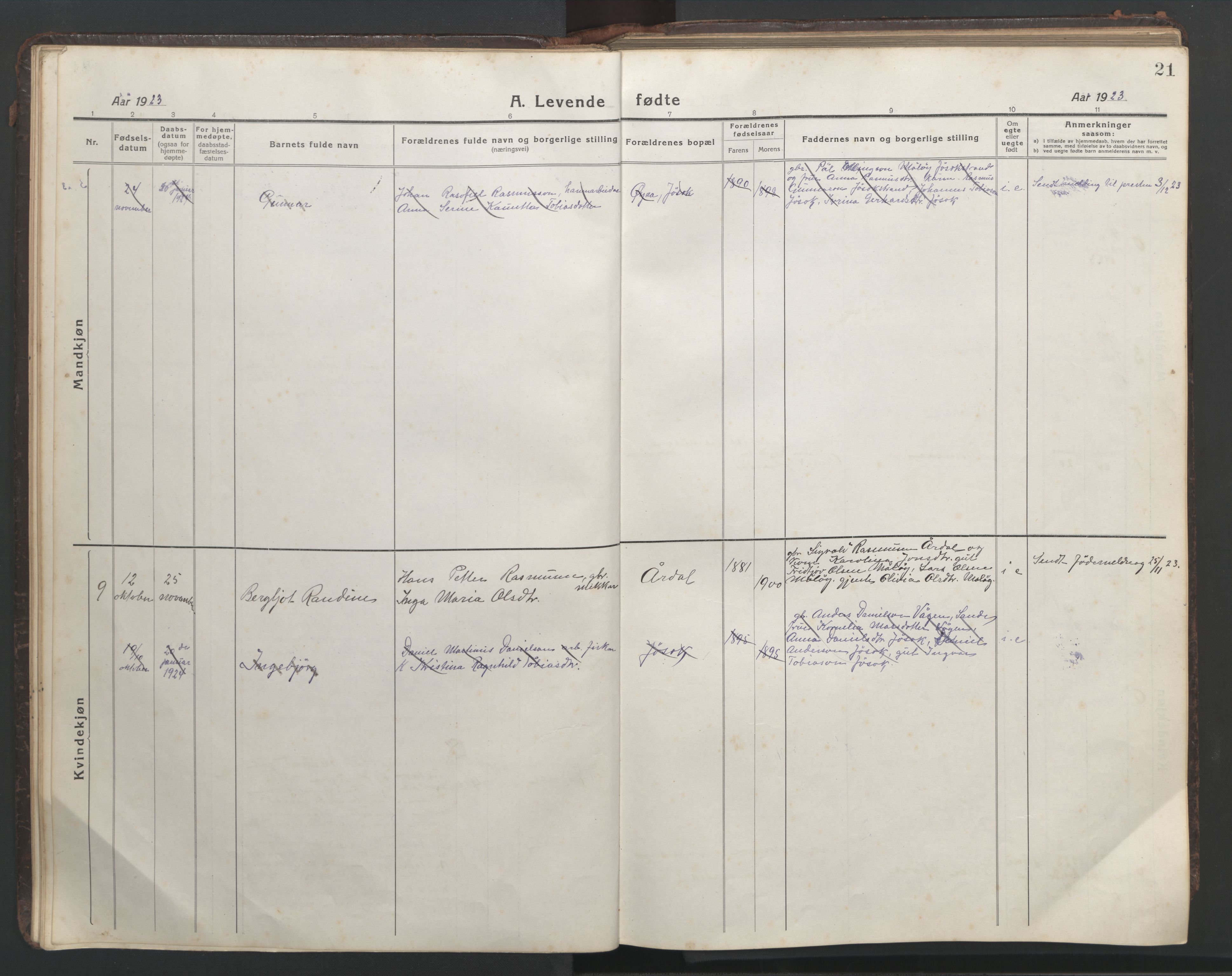 Ministerialprotokoller, klokkerbøker og fødselsregistre - Møre og Romsdal, AV/SAT-A-1454/508/L0099: Parish register (copy) no. 508C03, 1917-1947, p. 21