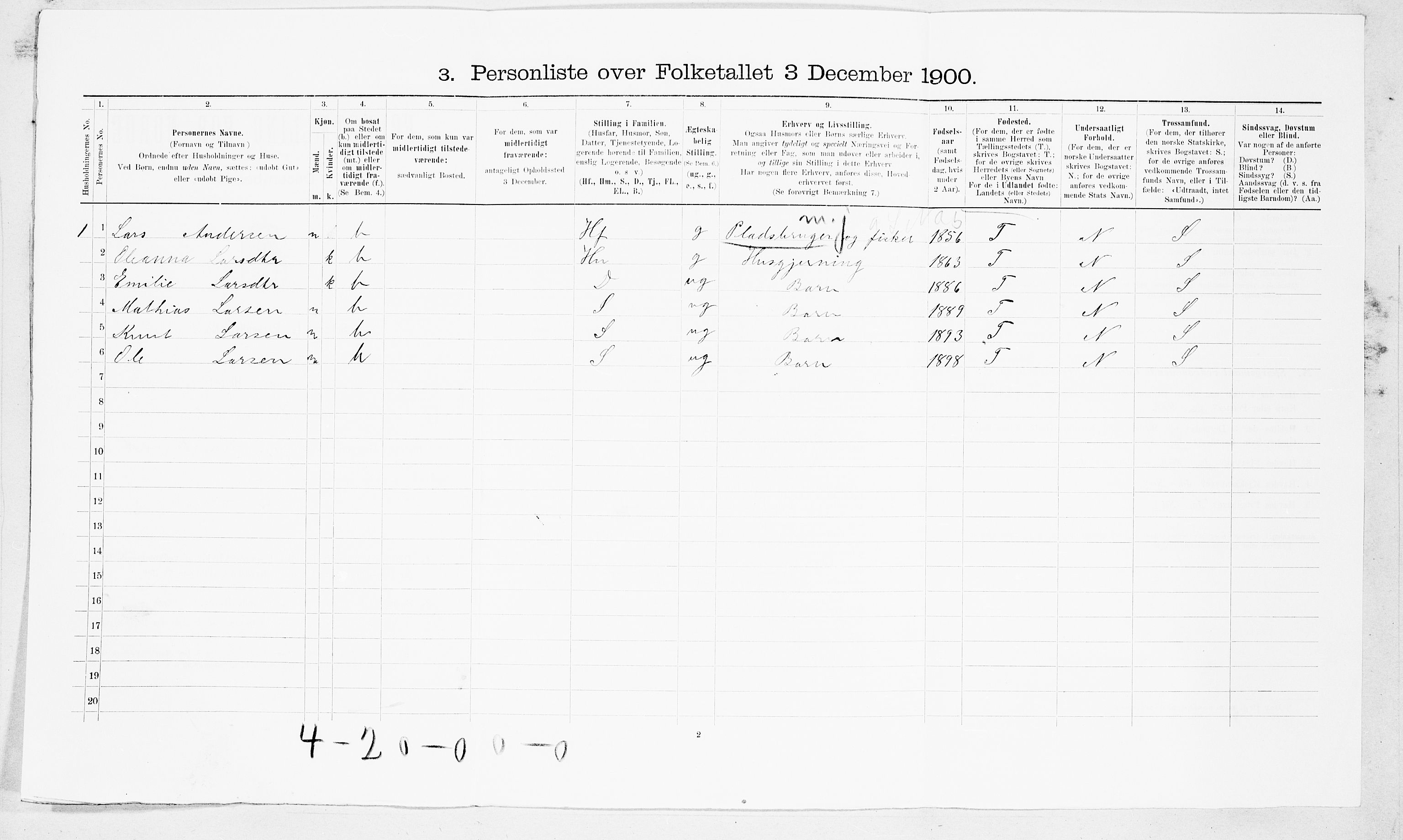 SAT, 1900 census for Fræna, 1900, p. 730