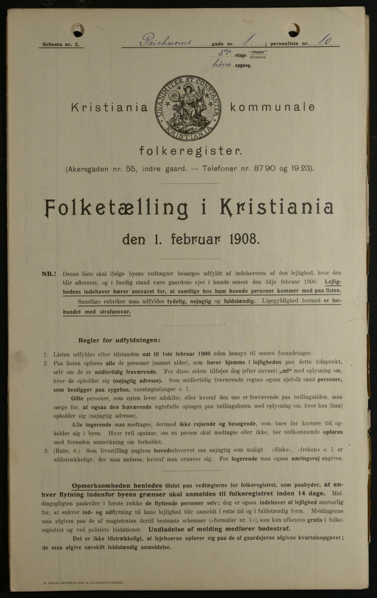 OBA, Municipal Census 1908 for Kristiania, 1908, p. 74285