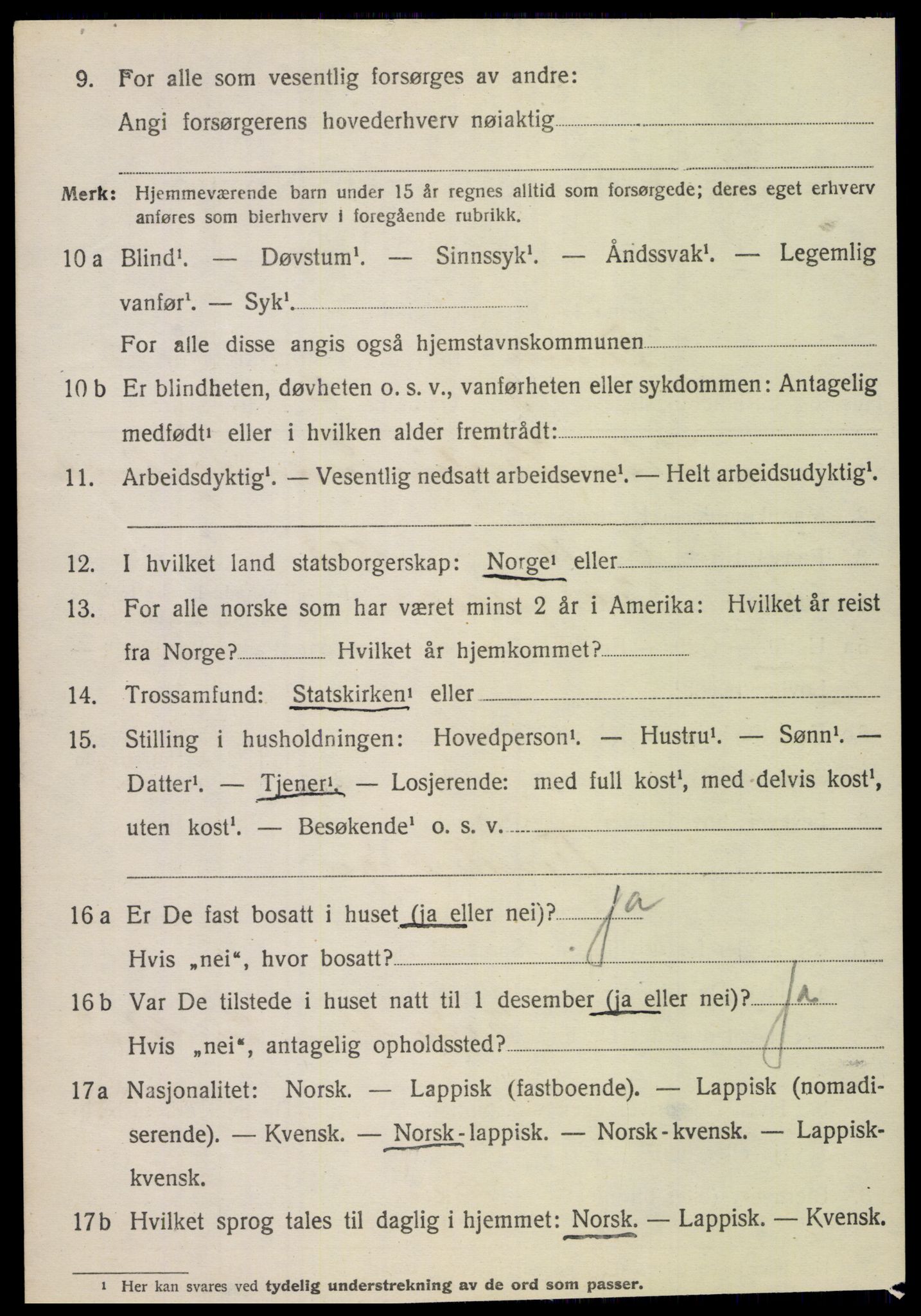 SAT, 1920 census for Fauske, 1920, p. 5423