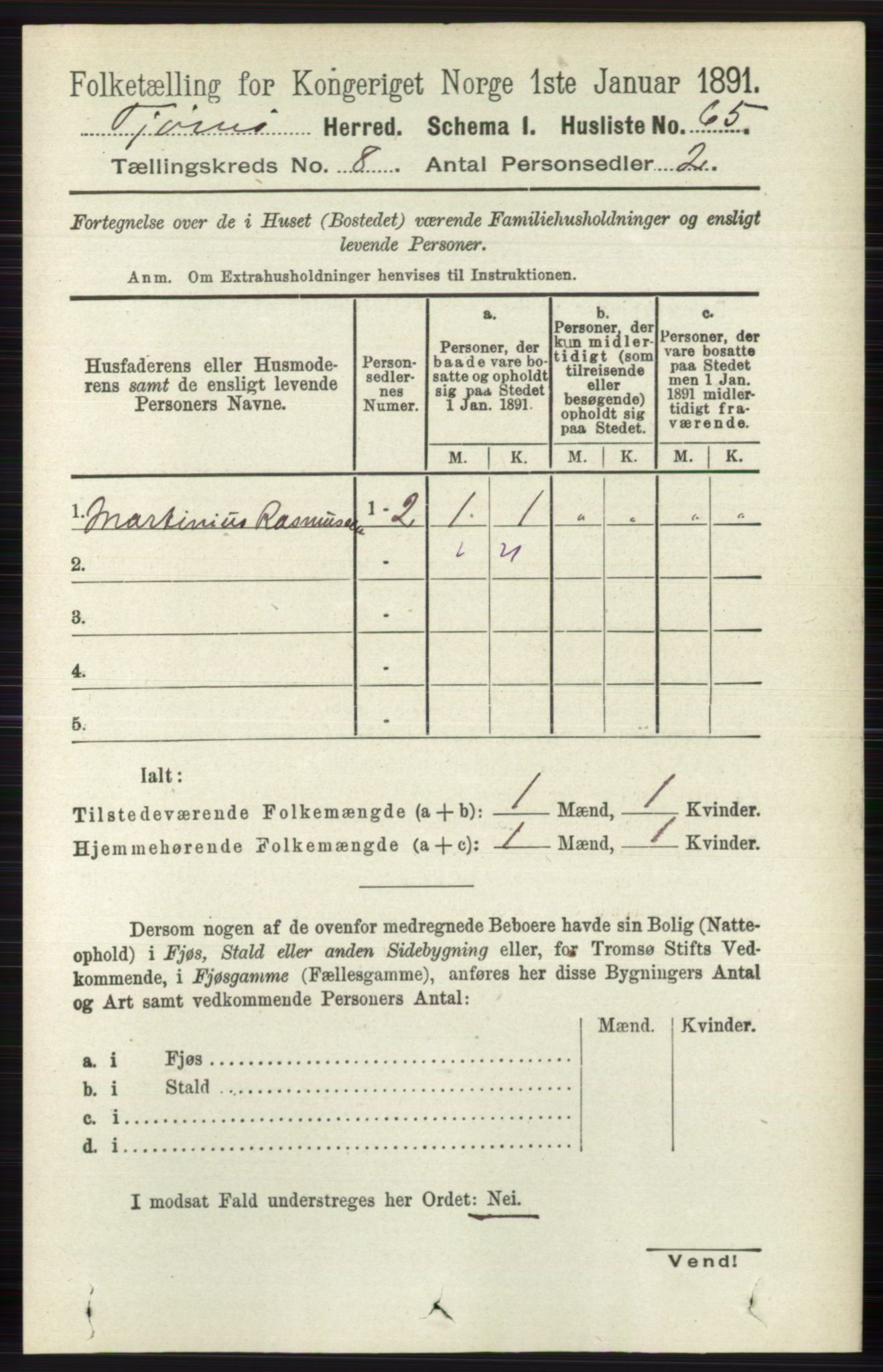 RA, 1891 census for 0723 Tjøme, 1891, p. 2785