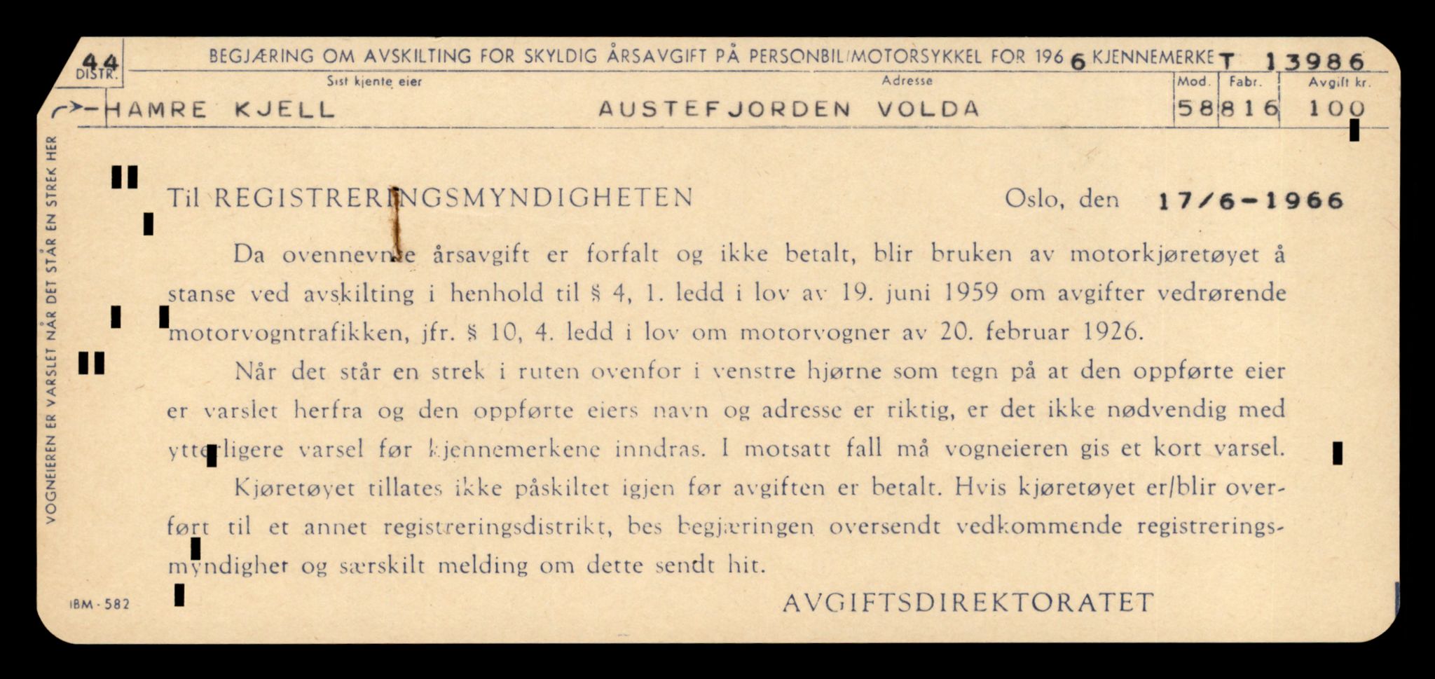 Møre og Romsdal vegkontor - Ålesund trafikkstasjon, AV/SAT-A-4099/F/Fe/L0042: Registreringskort for kjøretøy T 13906 - T 14079, 1927-1998, p. 1161