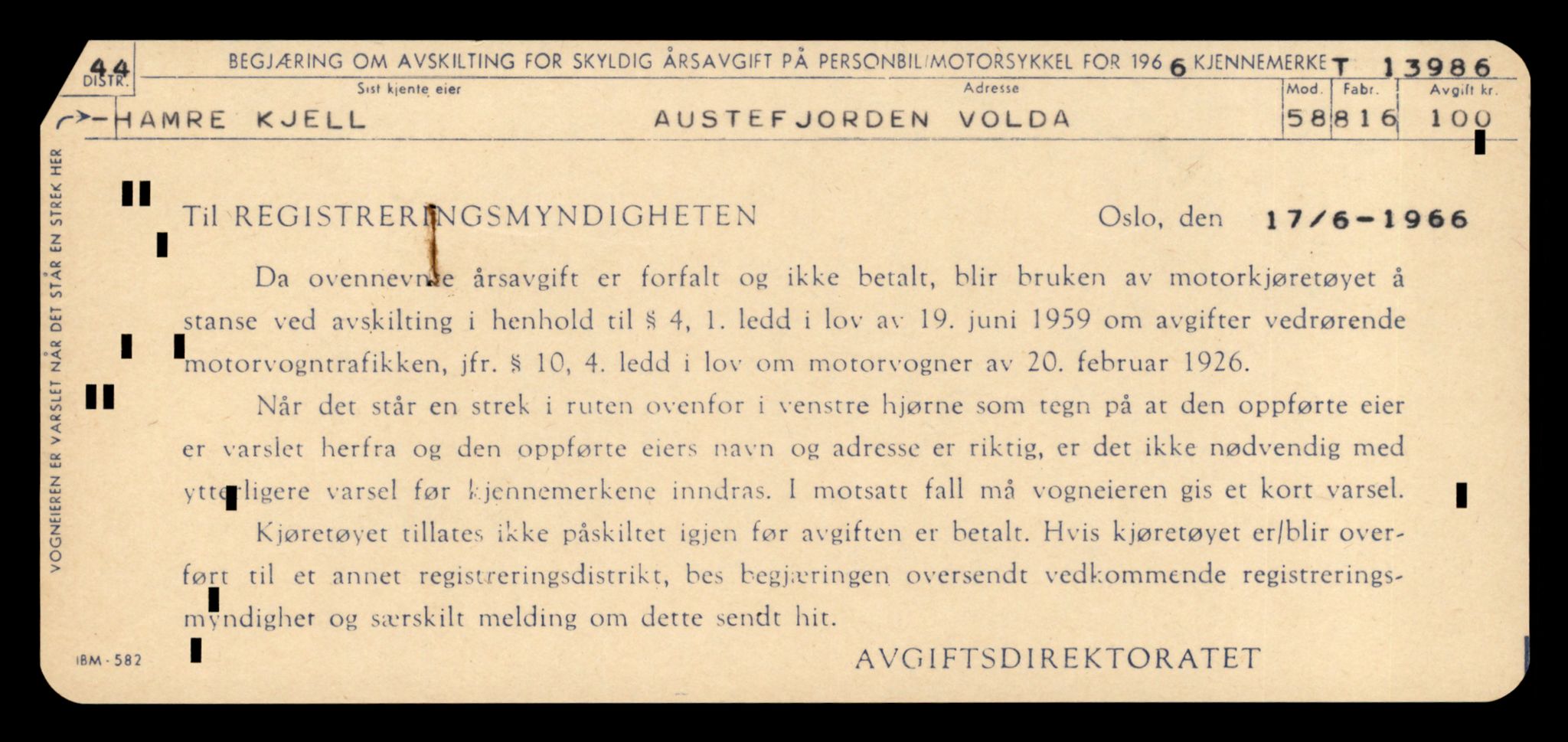 Møre og Romsdal vegkontor - Ålesund trafikkstasjon, SAT/A-4099/F/Fe/L0042: Registreringskort for kjøretøy T 13906 - T 14079, 1927-1998, p. 1161