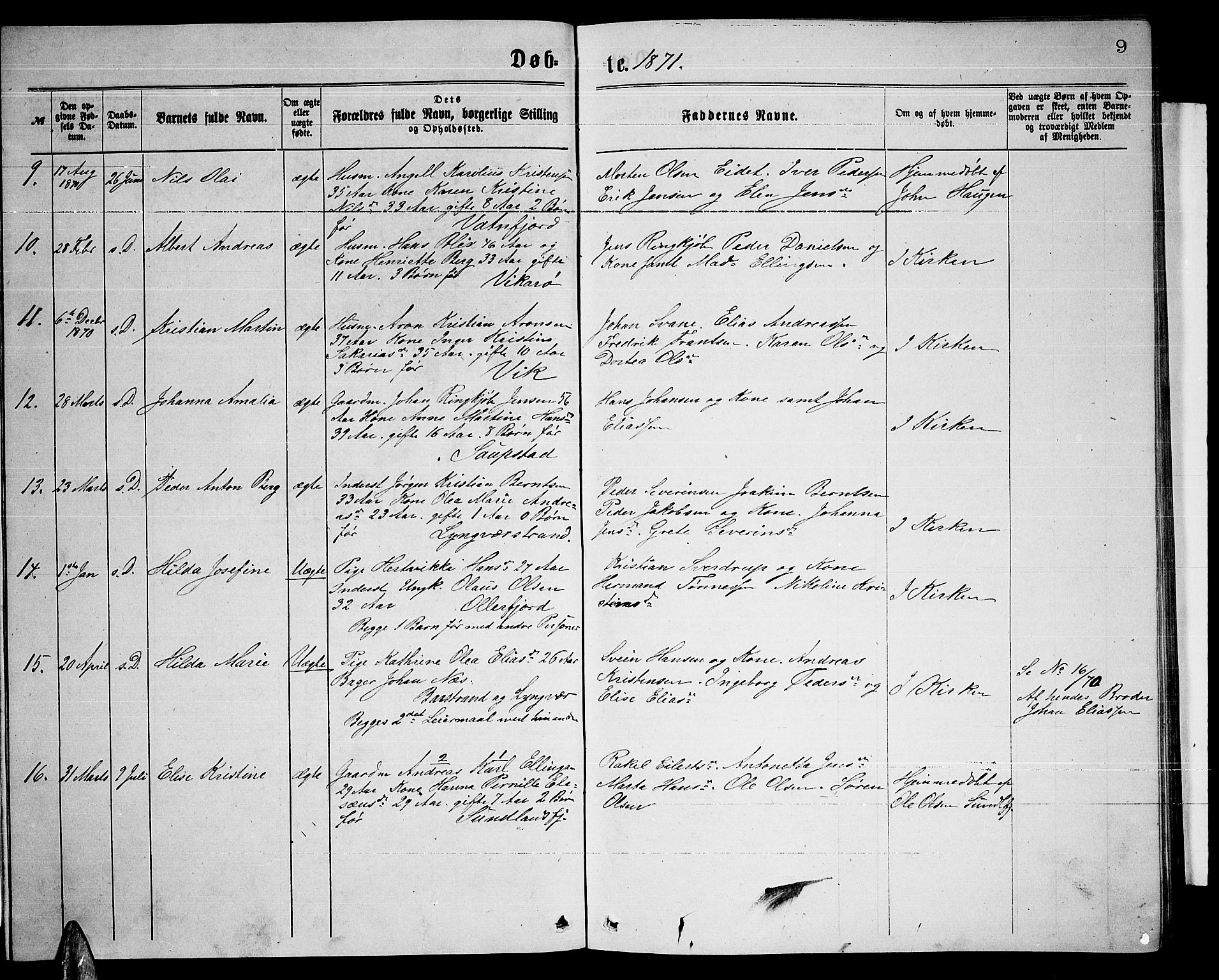 Ministerialprotokoller, klokkerbøker og fødselsregistre - Nordland, SAT/A-1459/876/L1103: Parish register (copy) no. 876C02, 1870-1886, p. 9