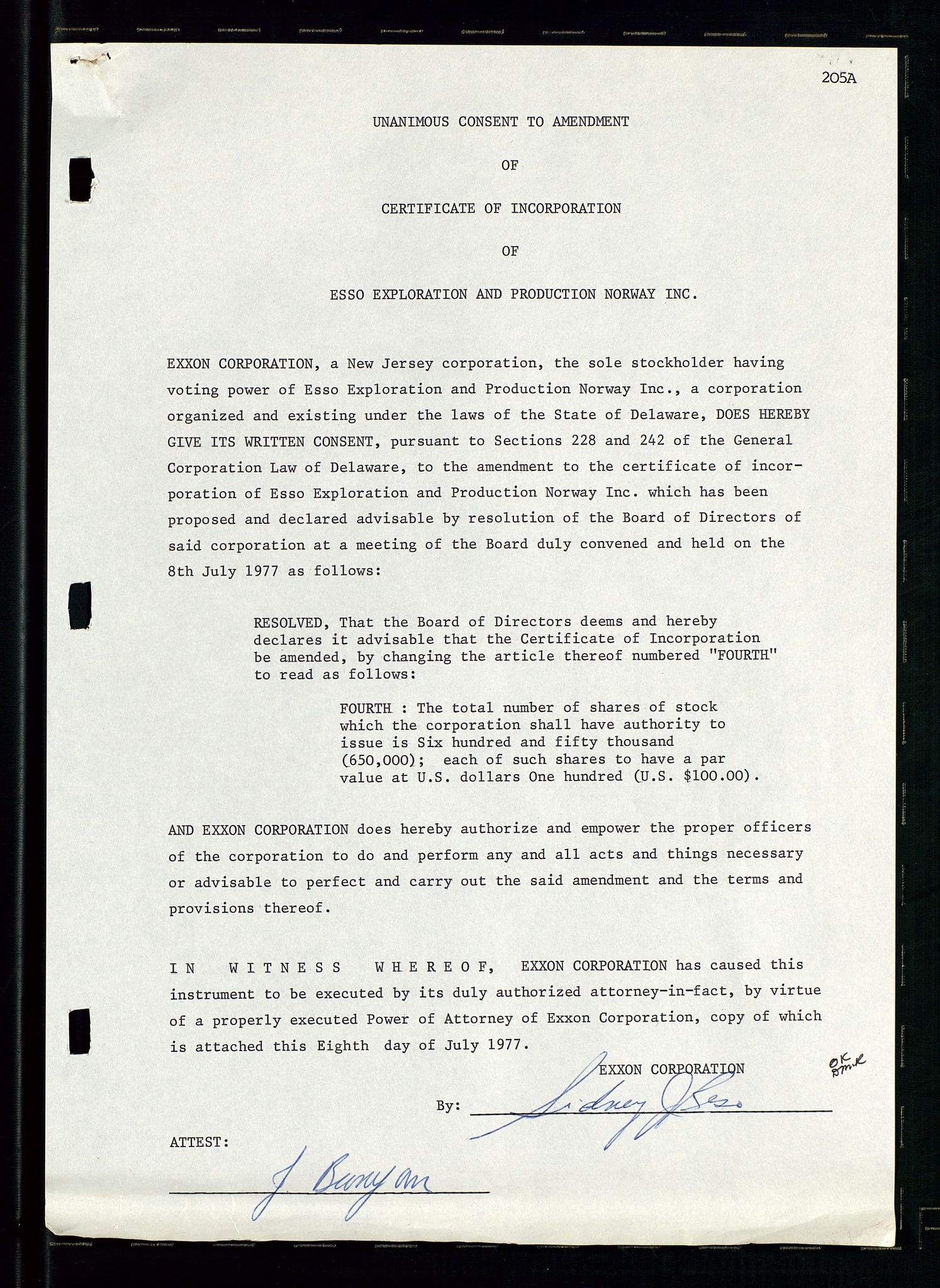 Pa 1512 - Esso Exploration and Production Norway Inc., SAST/A-101917/A/Aa/L0001/0002: Styredokumenter / Corporate records, Board meeting minutes, Agreements, Stocholder meetings, 1975-1979, p. 57