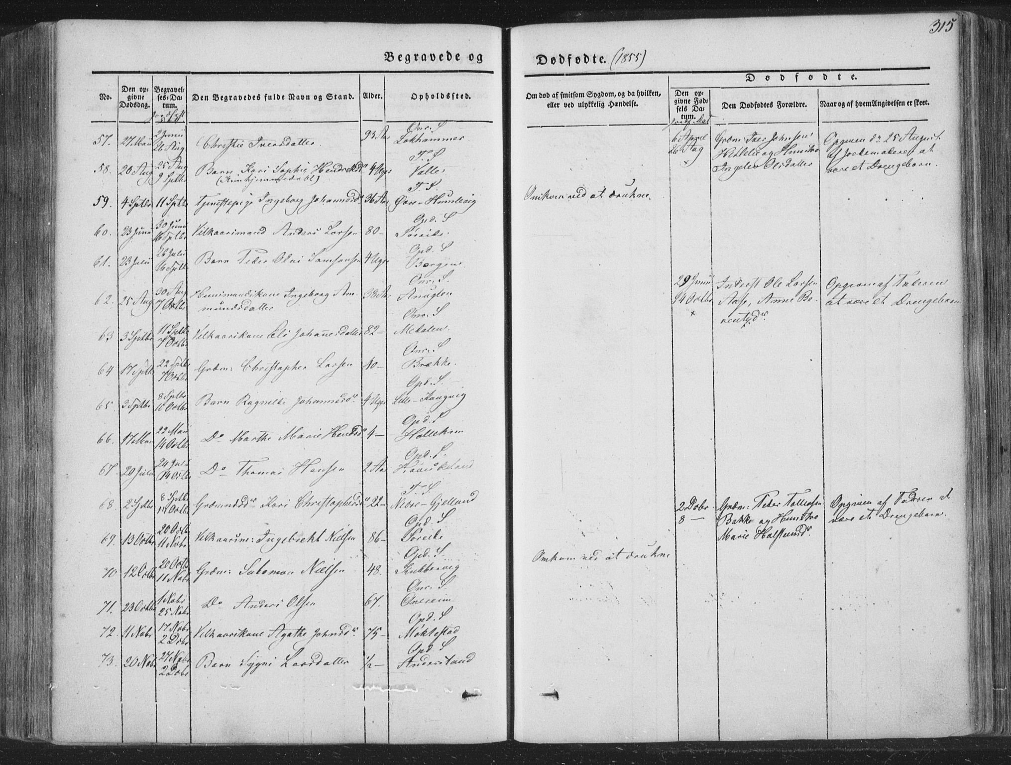 Tysnes sokneprestembete, AV/SAB-A-78601/H/Haa: Parish register (official) no. A 10, 1848-1859, p. 315