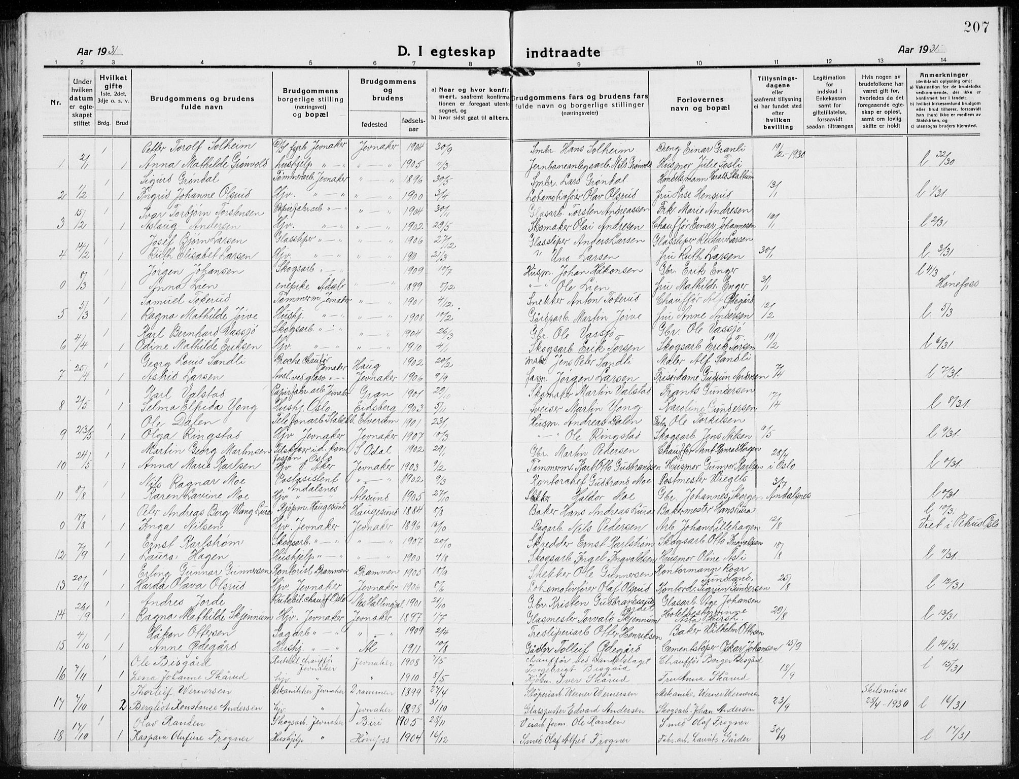 Jevnaker prestekontor, AV/SAH-PREST-116/H/Ha/Hab/L0005: Parish register (copy) no. 5, 1919-1934, p. 207