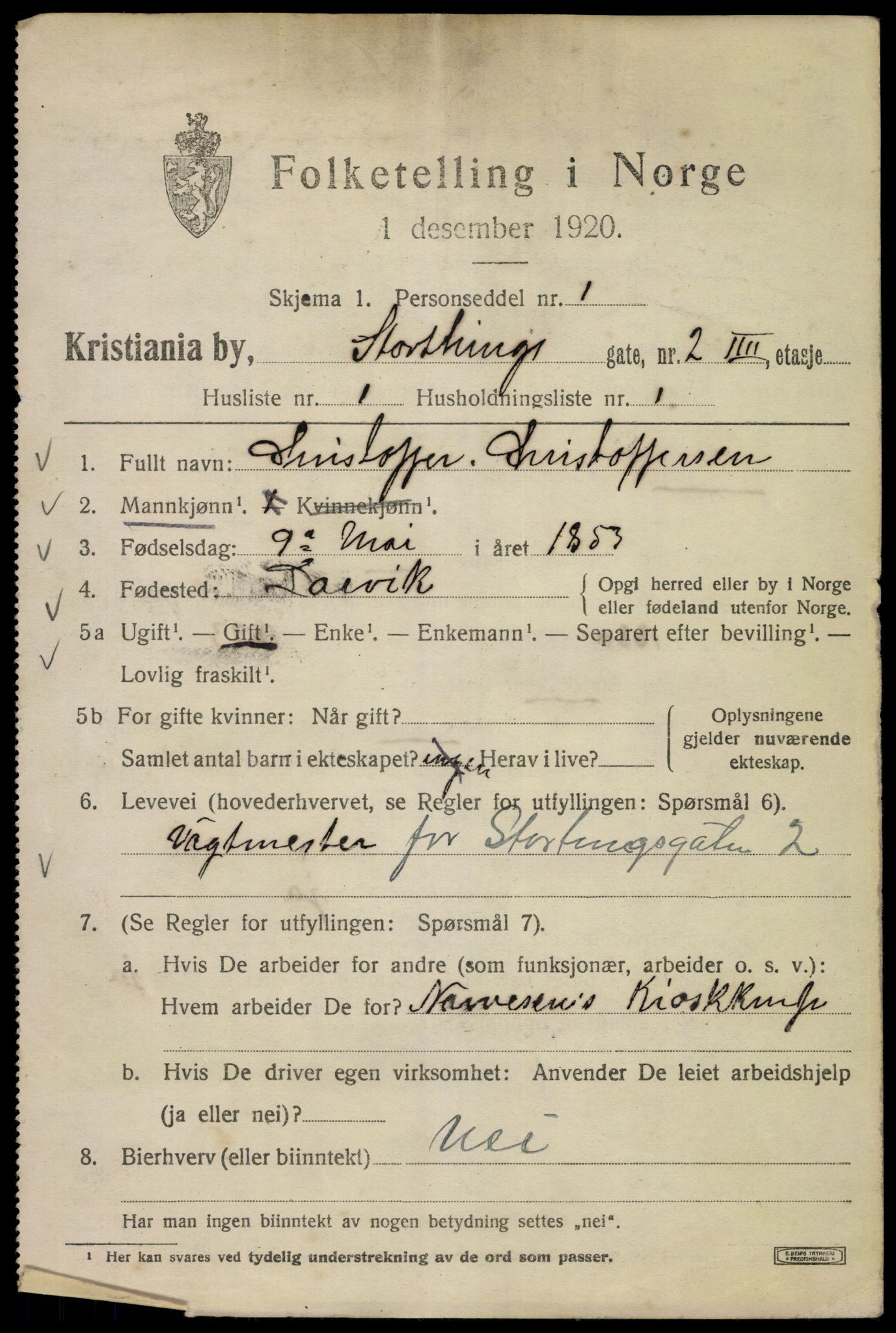 SAO, 1920 census for Kristiania, 1920, p. 550293