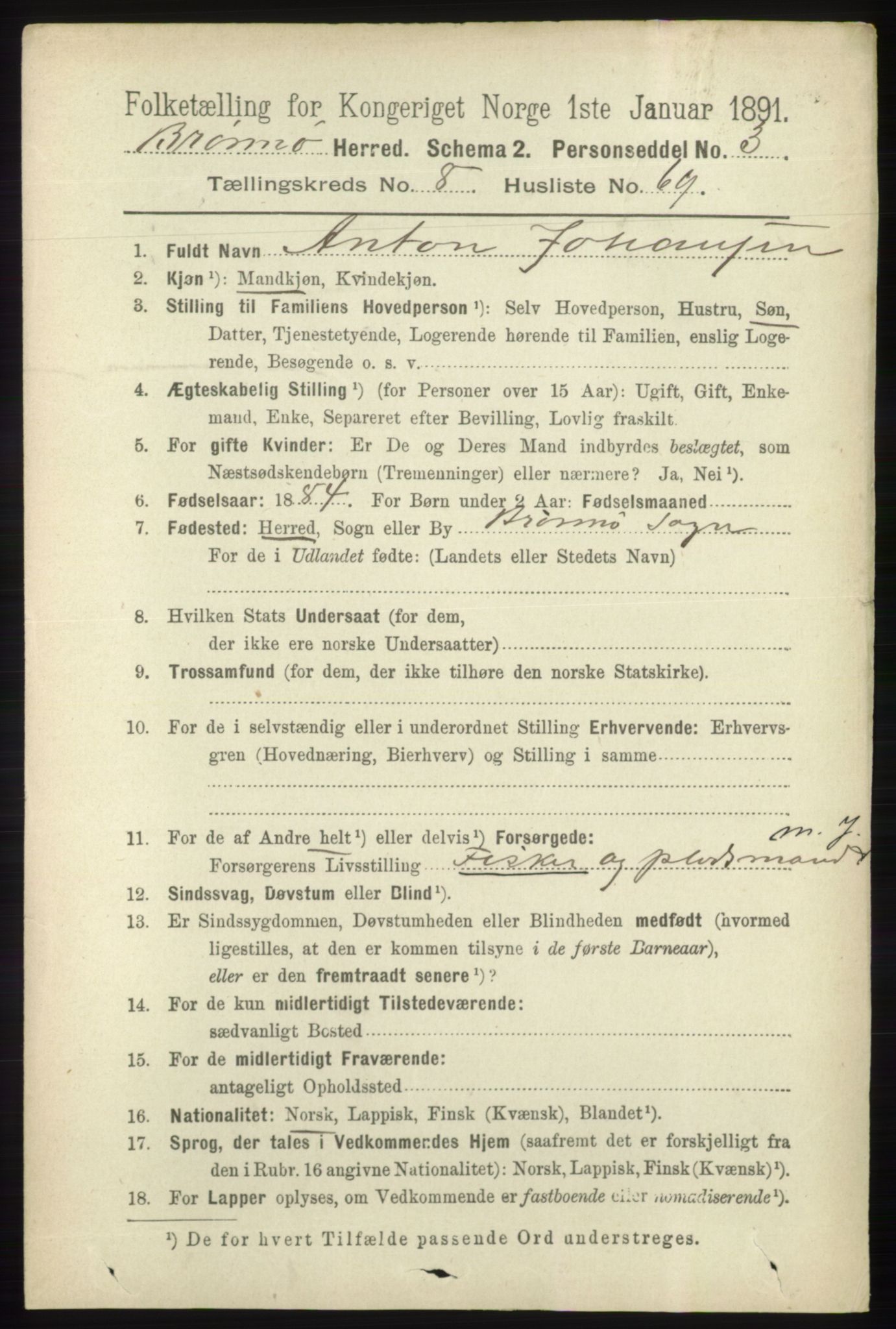 RA, 1891 census for 1814 Brønnøy, 1891, p. 4815