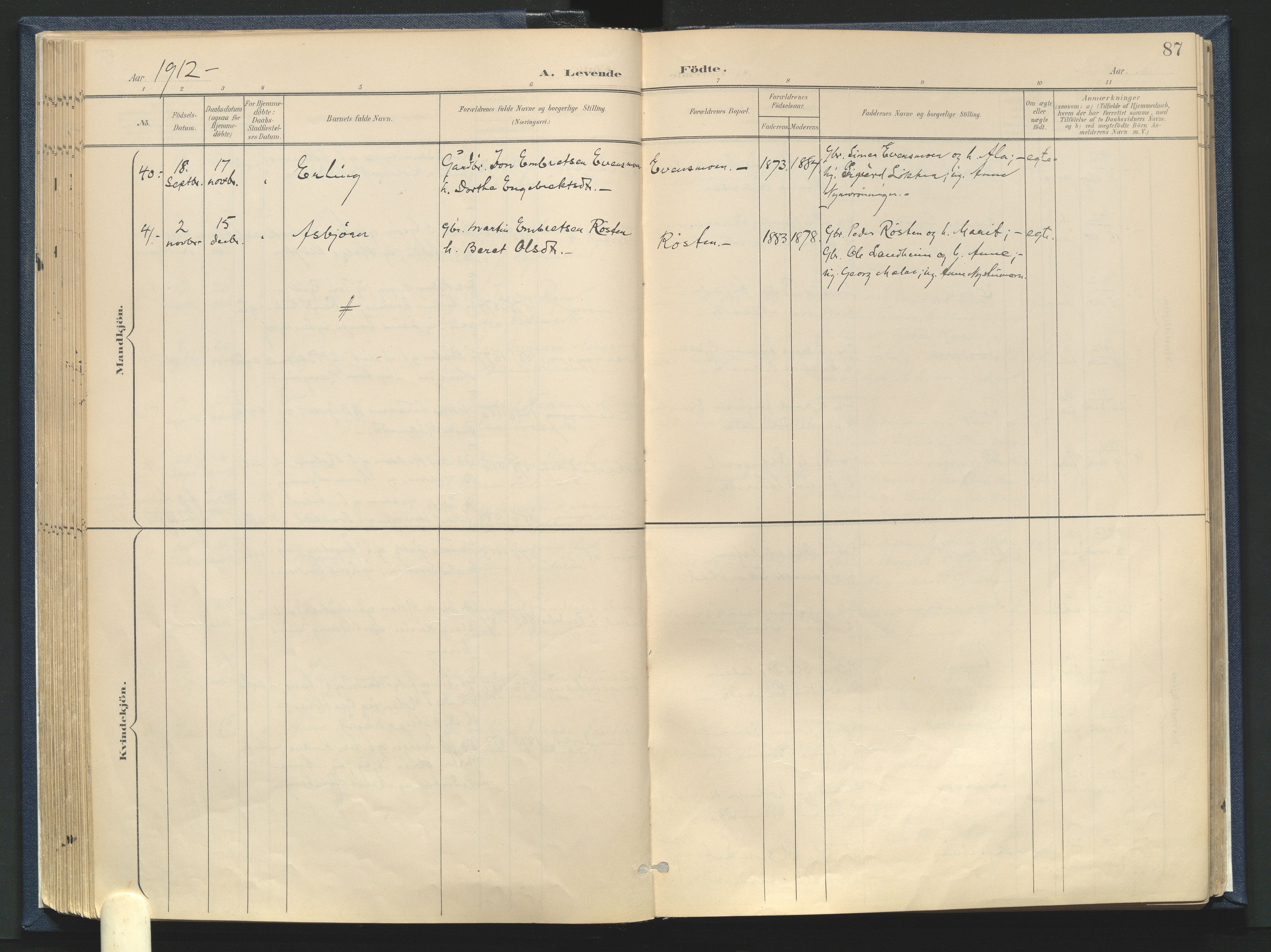 Tynset prestekontor, SAH/PREST-058/H/Ha/Haa/L0025: Parish register (official) no. 25, 1900-1914, p. 87