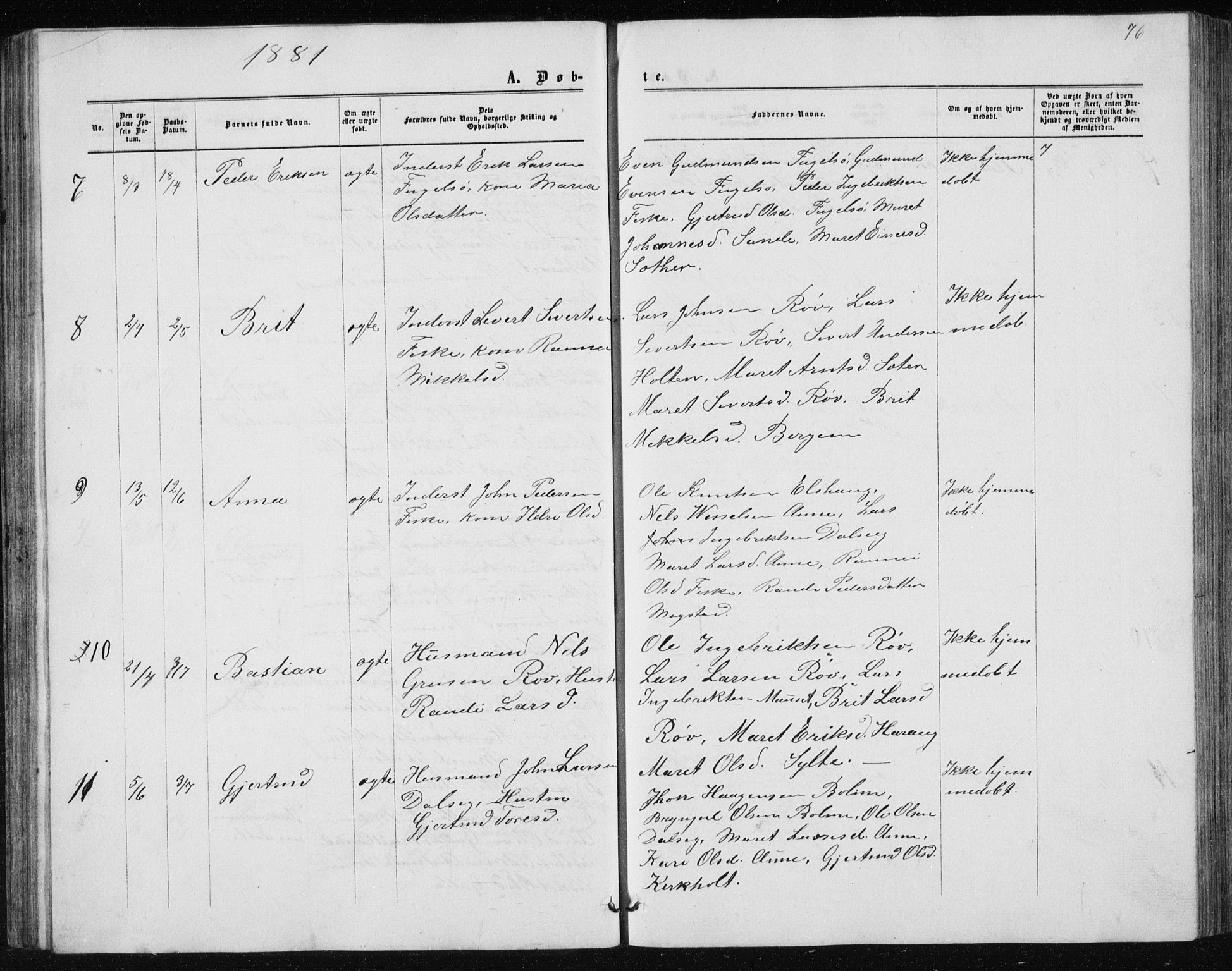 Ministerialprotokoller, klokkerbøker og fødselsregistre - Møre og Romsdal, AV/SAT-A-1454/597/L1064: Parish register (copy) no. 597C01, 1866-1898, p. 76