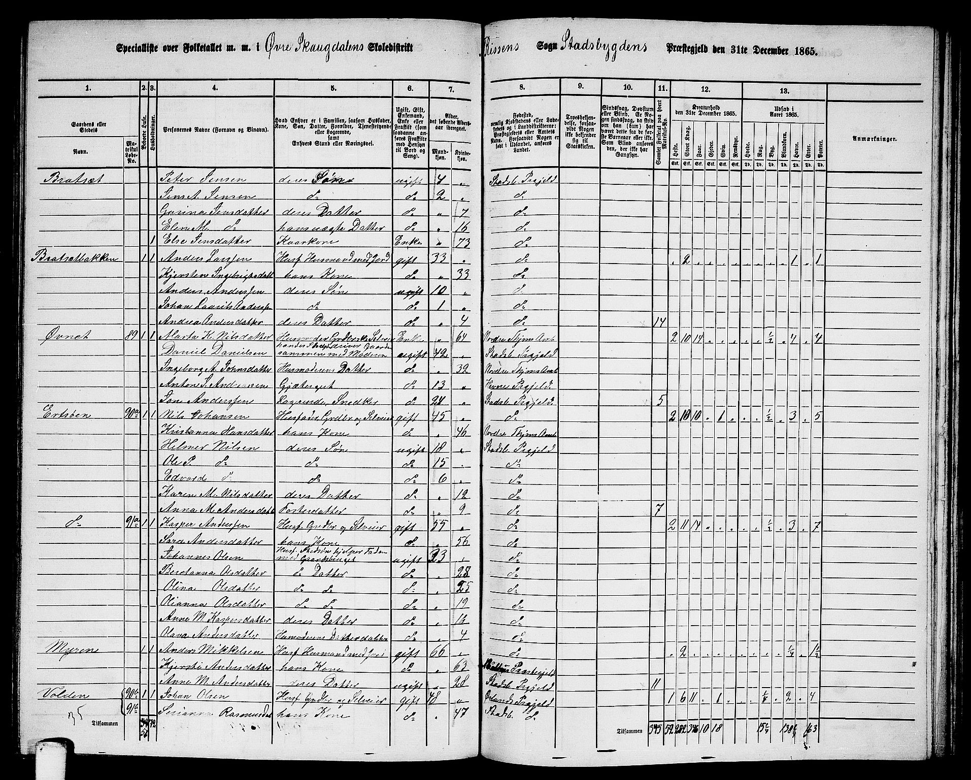 RA, 1865 census for Stadsbygd, 1865, p. 166