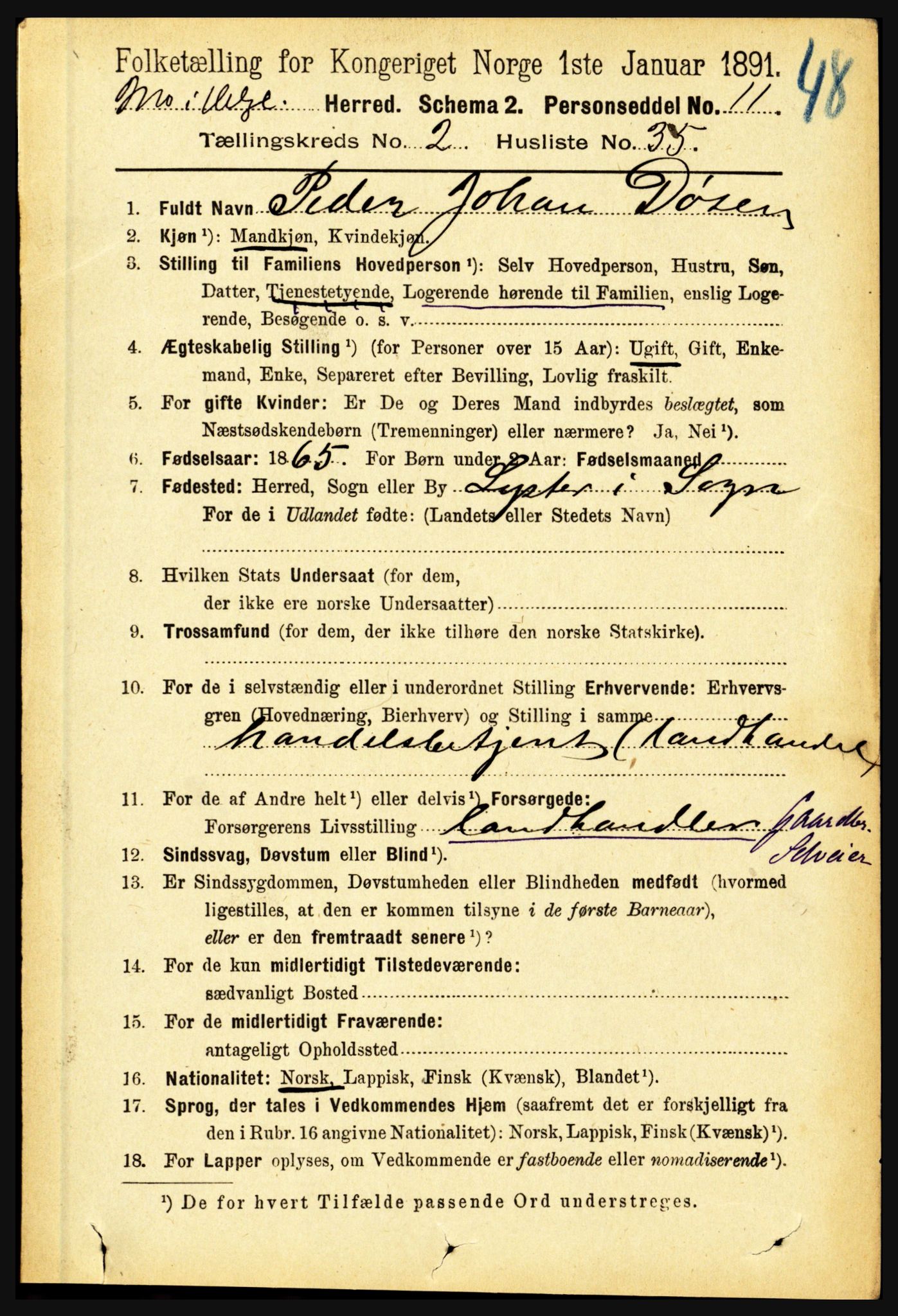 RA, 1891 census for 1833 Mo, 1891, p. 739