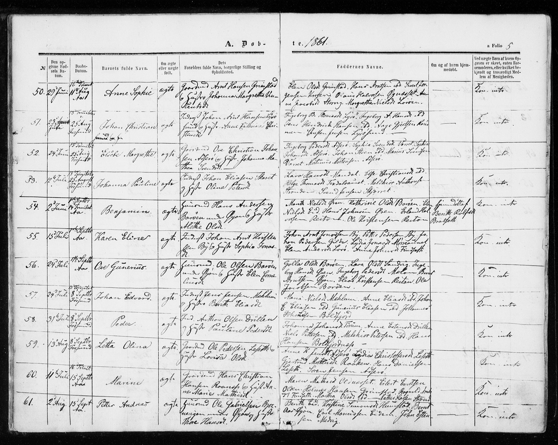 Ministerialprotokoller, klokkerbøker og fødselsregistre - Sør-Trøndelag, AV/SAT-A-1456/655/L0678: Parish register (official) no. 655A07, 1861-1873, p. 5