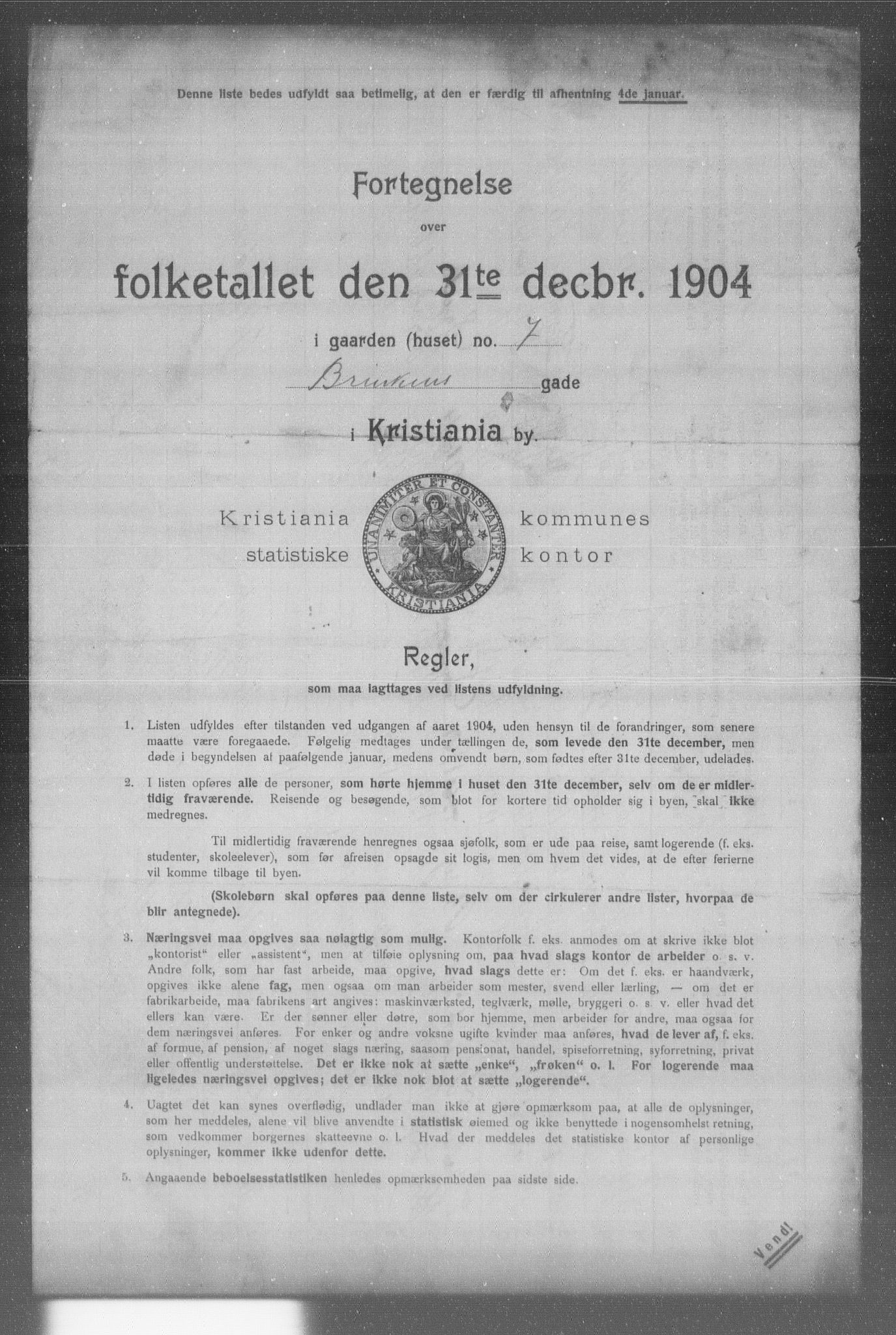 OBA, Municipal Census 1904 for Kristiania, 1904, p. 1853