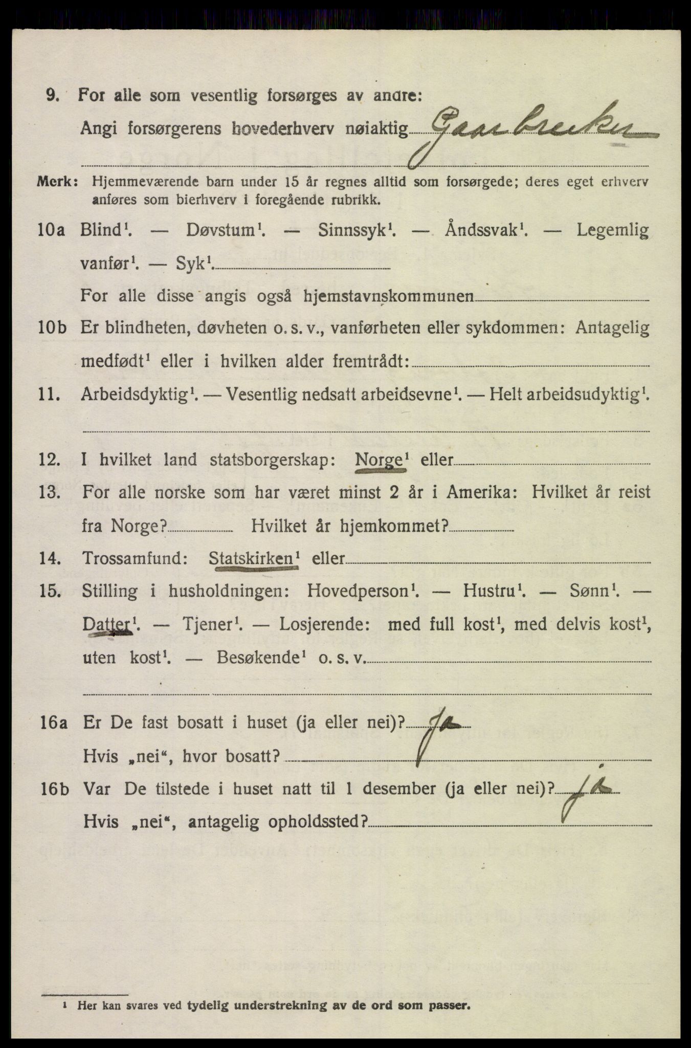 SAK, 1920 census for Holum, 1920, p. 2734