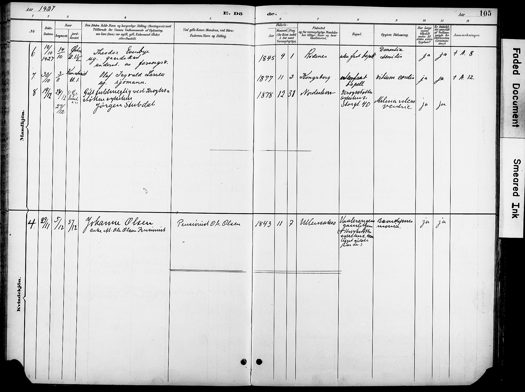 Krohgstøtten sykehusprest Kirkebøker, AV/SAO-A-10854/F/Fa/L0003: Parish register (official) no. 3, 1890-1935, p. 105