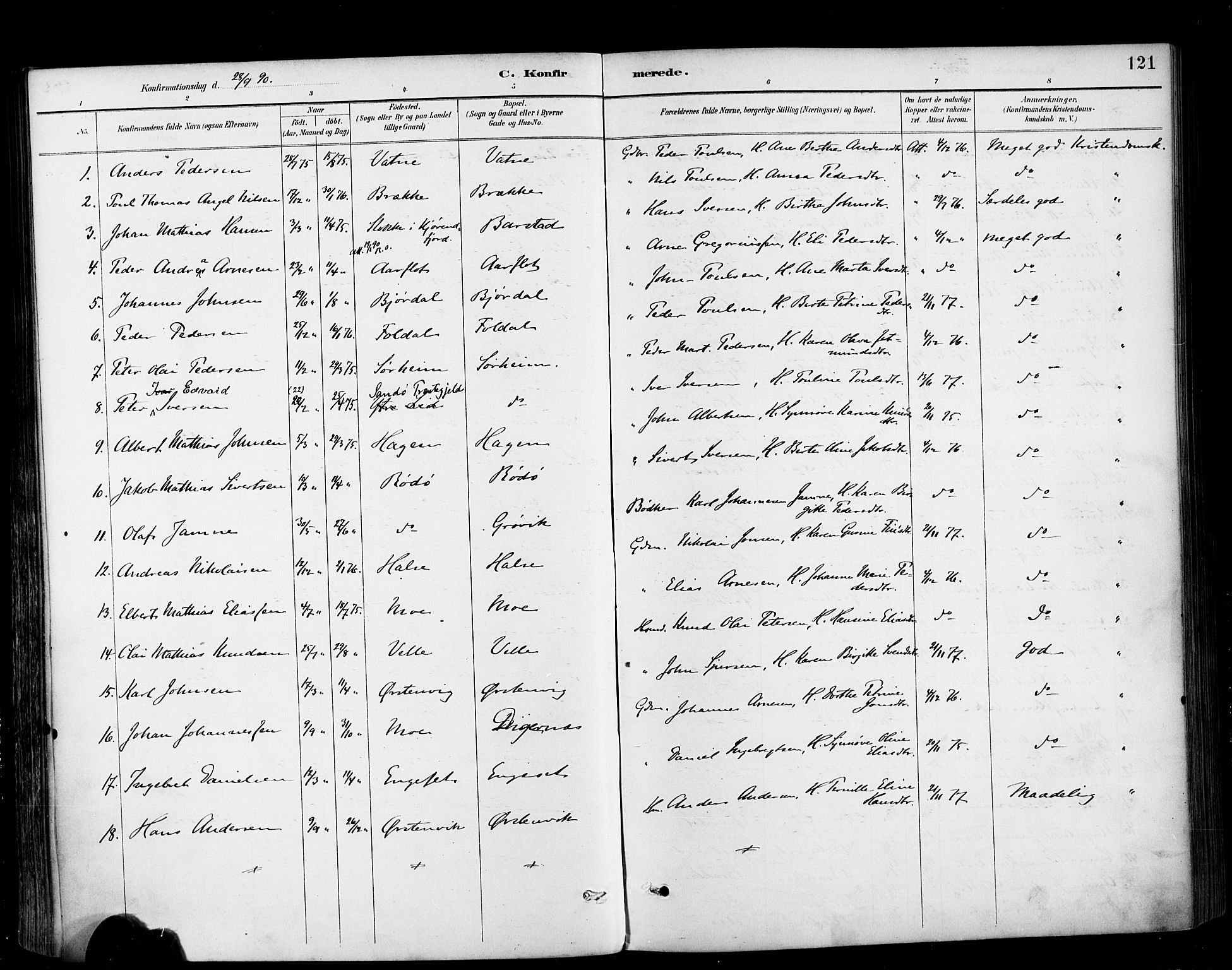 Ministerialprotokoller, klokkerbøker og fødselsregistre - Møre og Romsdal, AV/SAT-A-1454/513/L0177: Parish register (official) no. 513A04, 1890-1906, p. 121