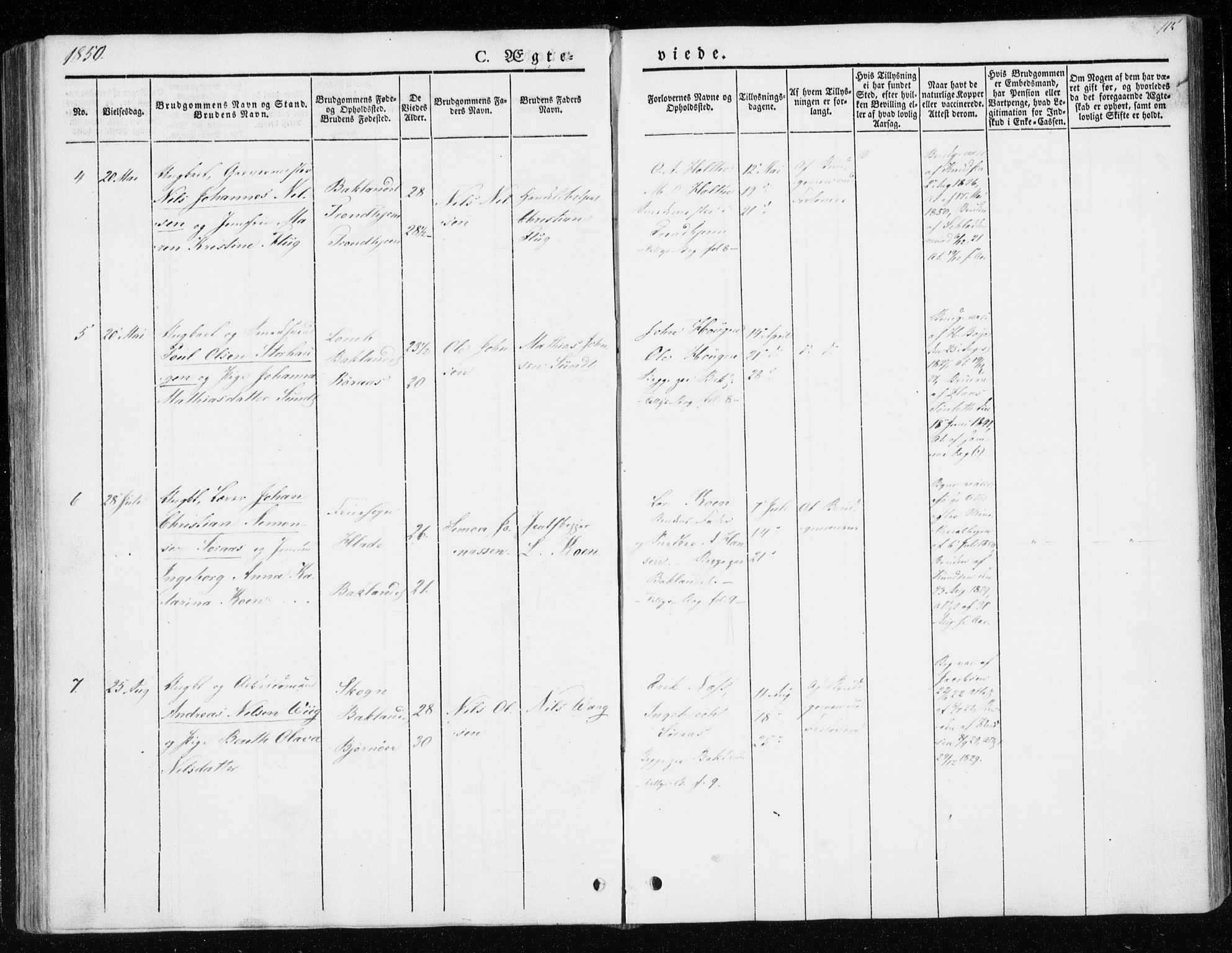 Ministerialprotokoller, klokkerbøker og fødselsregistre - Sør-Trøndelag, SAT/A-1456/604/L0183: Parish register (official) no. 604A04, 1841-1850, p. 115