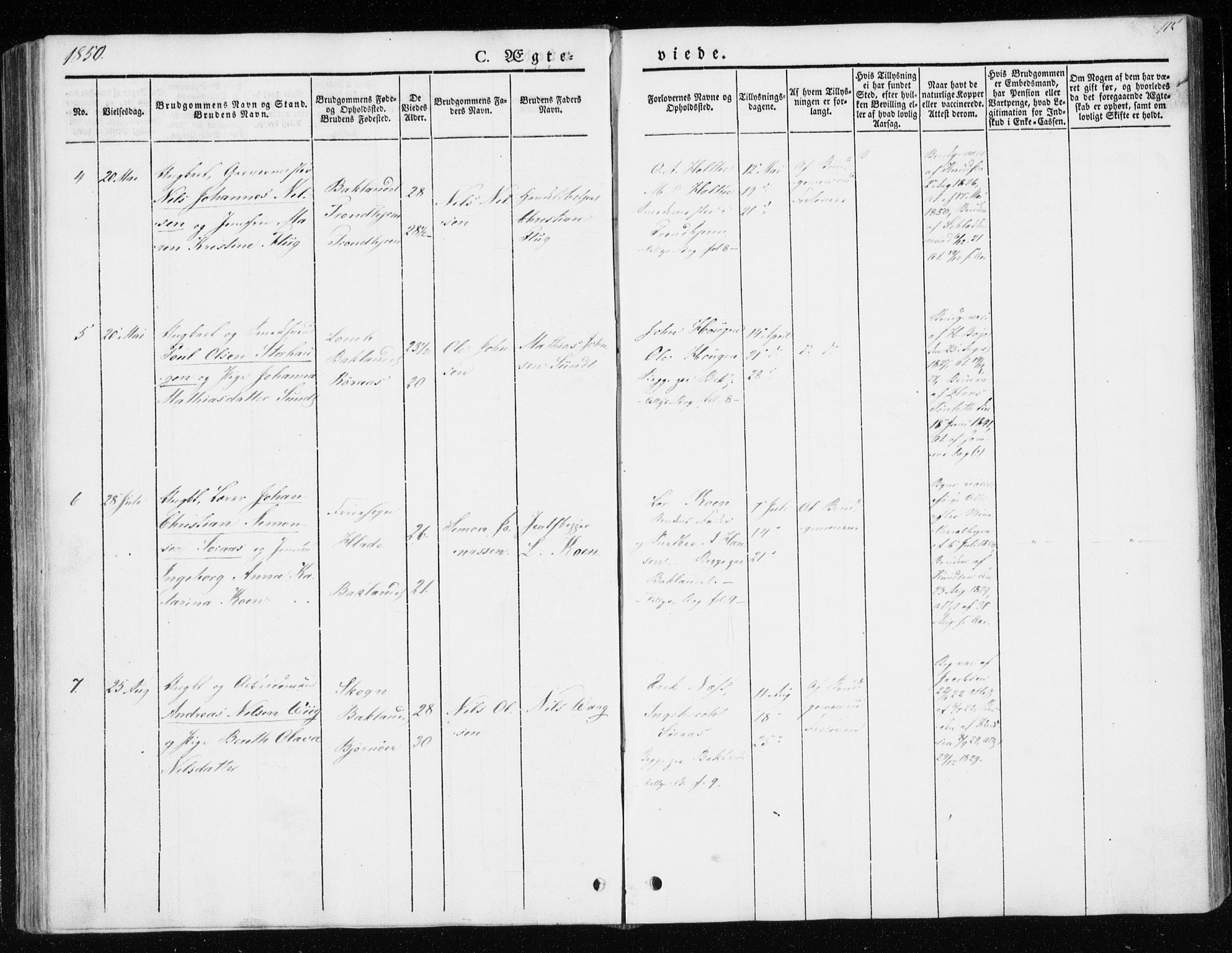 Ministerialprotokoller, klokkerbøker og fødselsregistre - Sør-Trøndelag, AV/SAT-A-1456/604/L0183: Parish register (official) no. 604A04, 1841-1850, p. 115