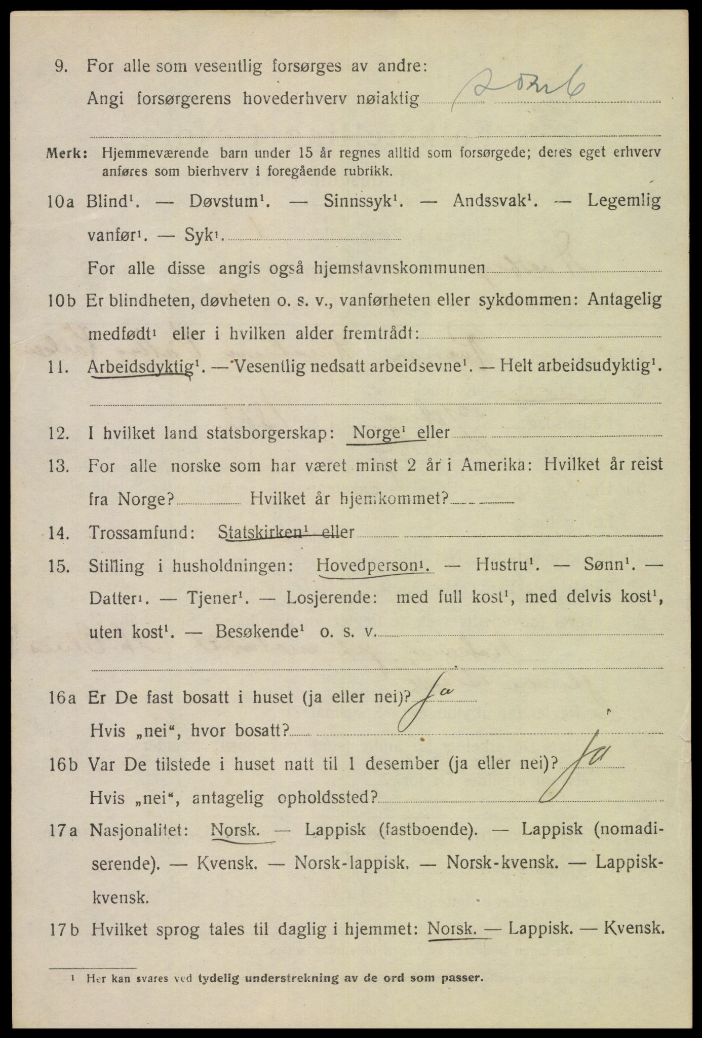 SAT, 1920 census for Dverberg, 1920, p. 6397