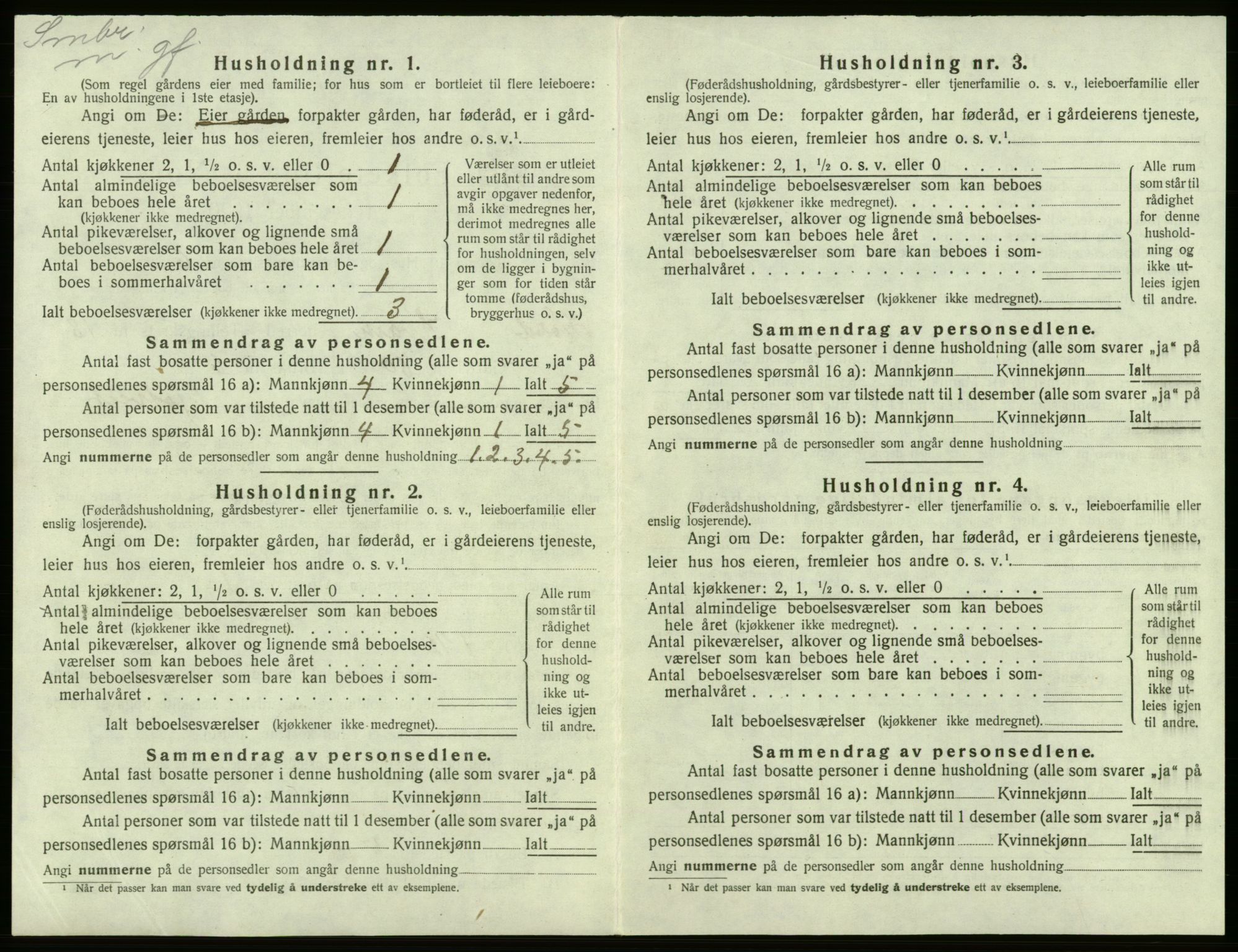 SAB, 1920 census for Kvam, 1920, p. 1416